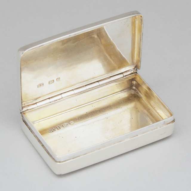 Edwardian Silver Plain Rectangular Snuff Box, George Unite, Birmingham, 1904