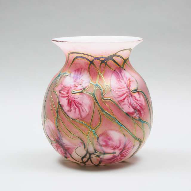 John Lotton (American, b.1964), Large Iridescent 'Vine and Leaf' Glass Vase, 1993