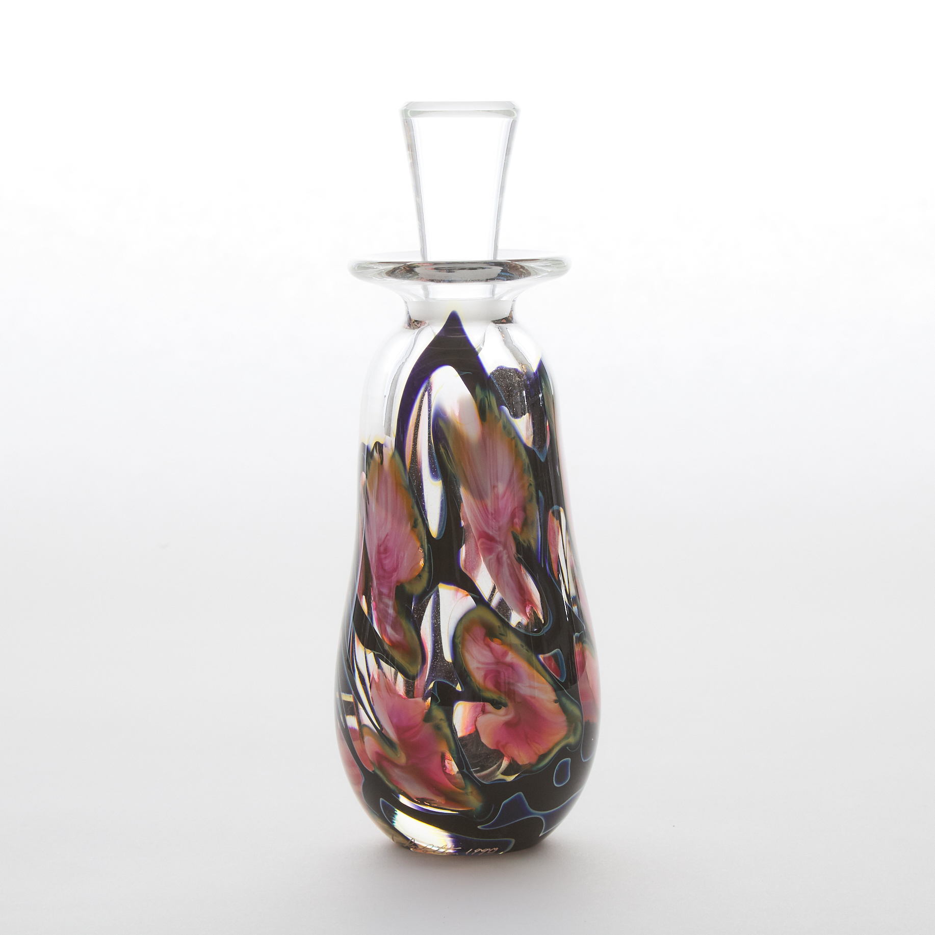 John Lotton (American, b.1964), Internally Decorated Glass Bottle and Stopper, 1990
