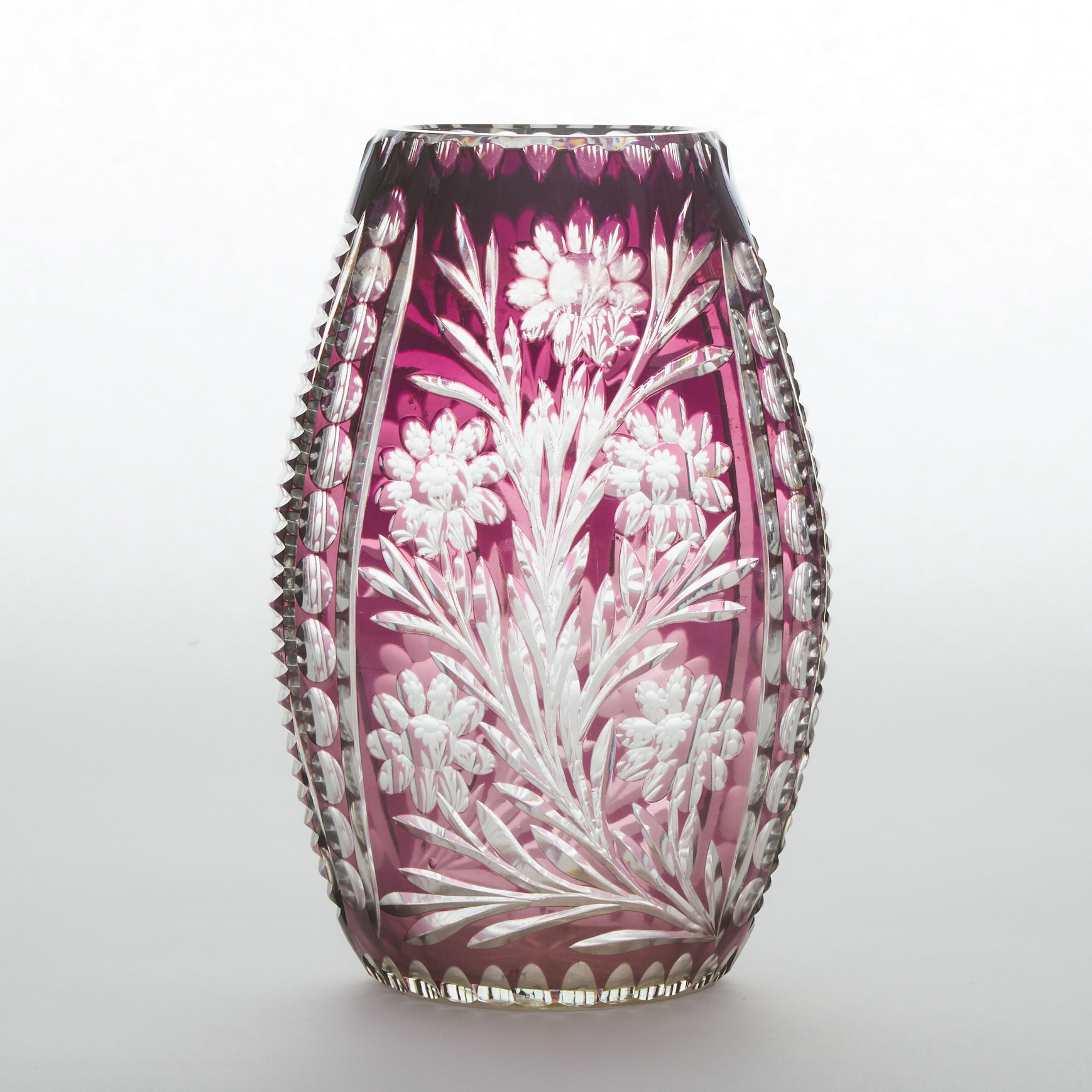 Bohemian Amethyst Overlaid and Cut Glass Vase, 20th century