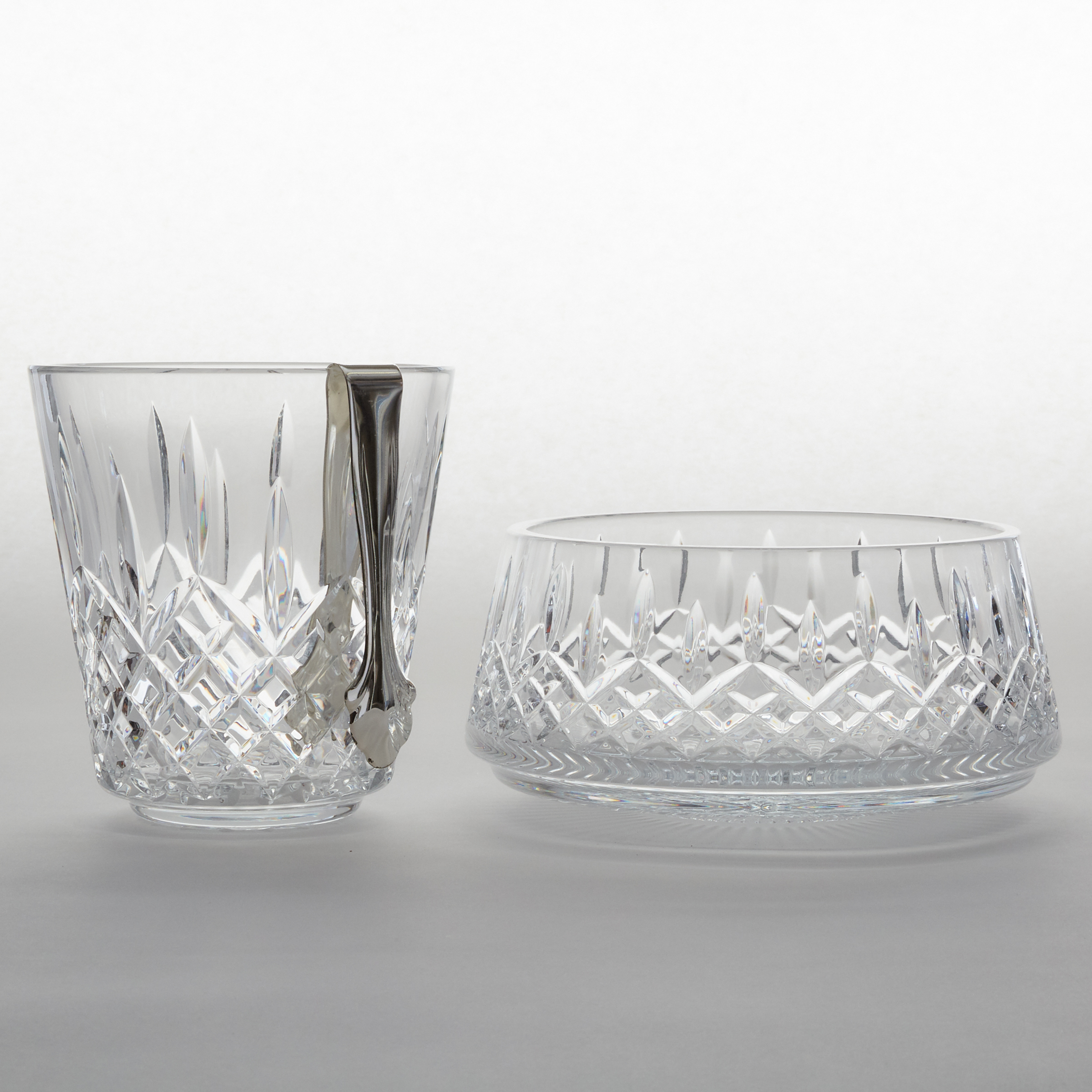 Waterford 'Lismore' Cut Glass Bowl and Ice Bucket, 20th century