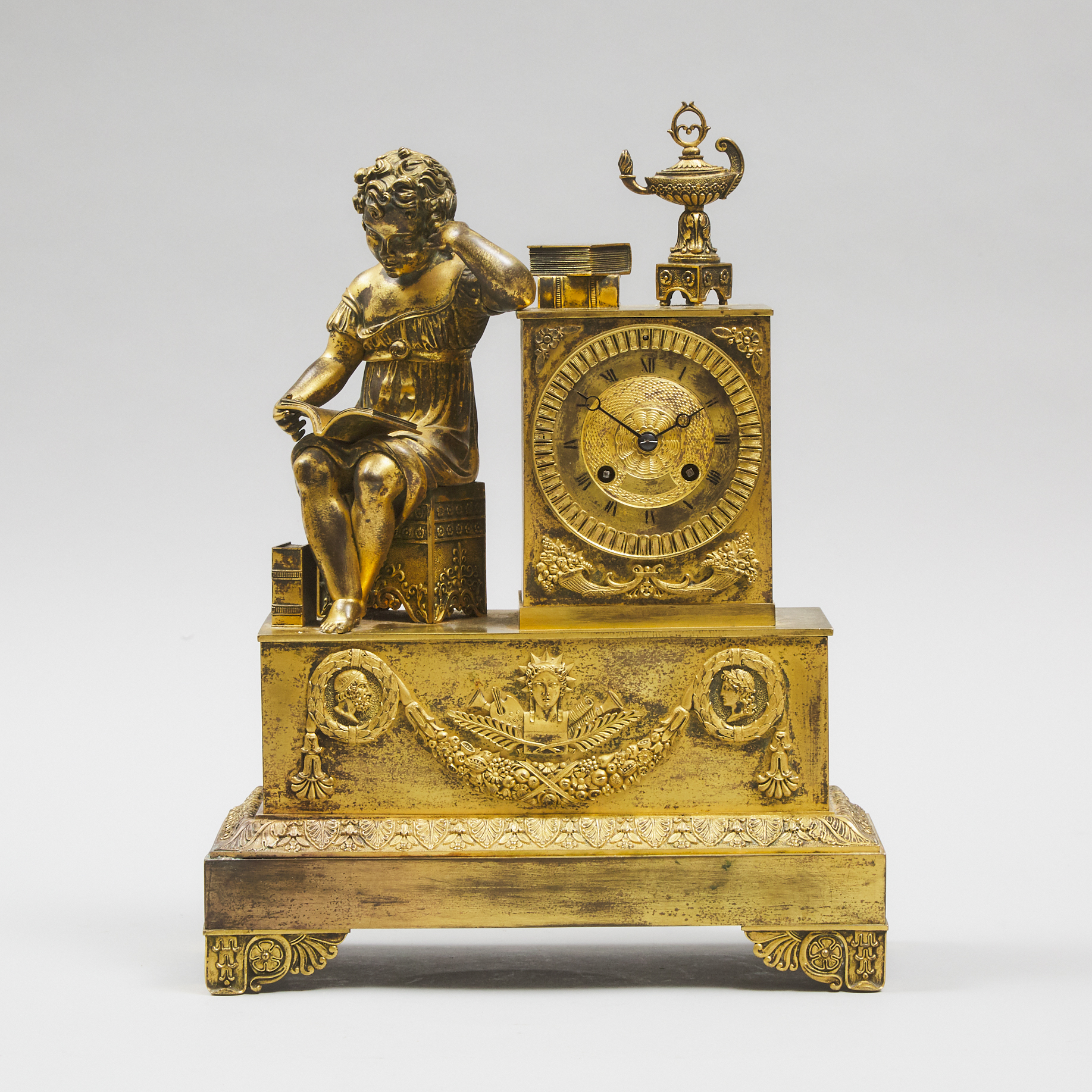 French Empire Gilt Bronze Mantle Clock, c.1810