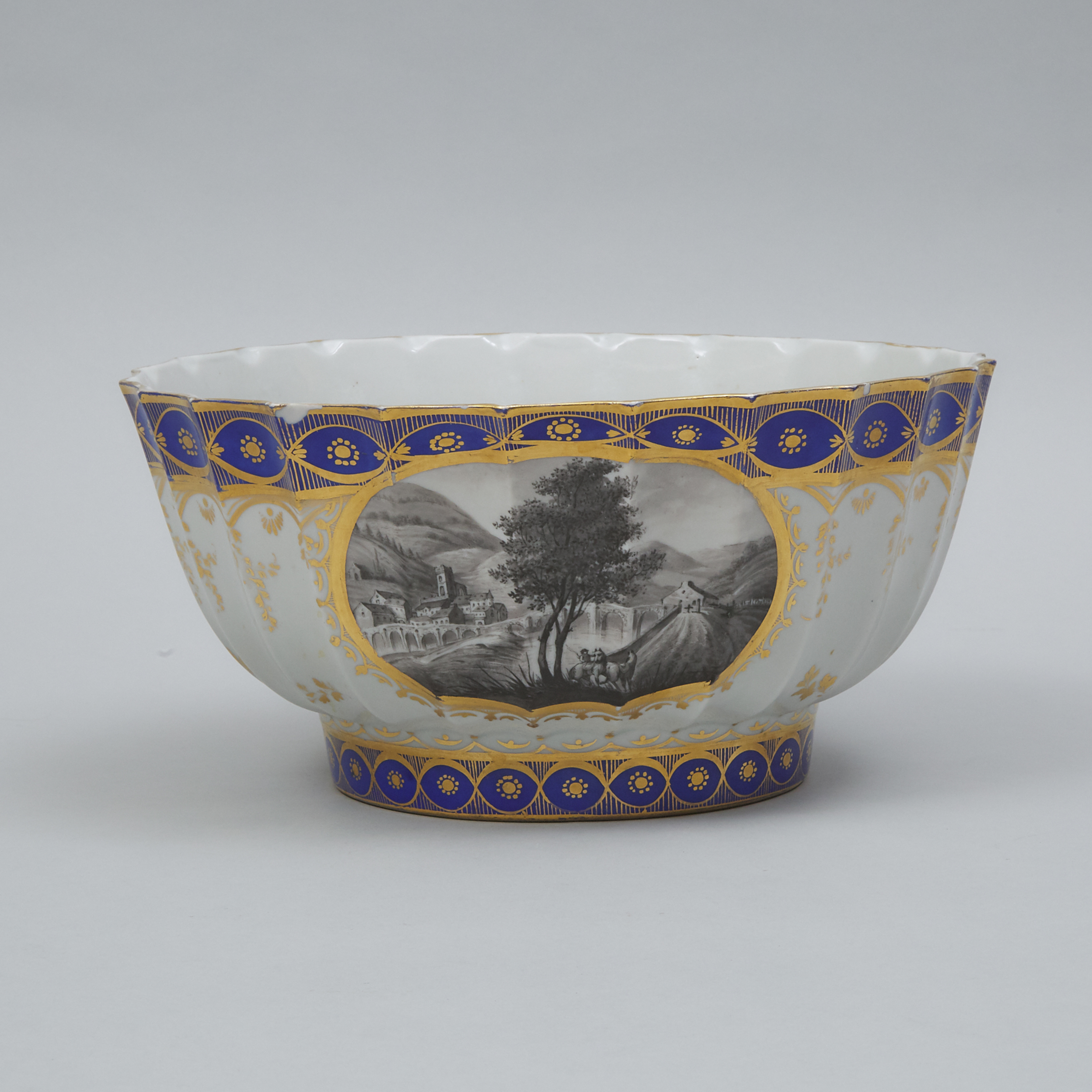 French Porcelain Large Fluted Bowl, probably Samson, c.1900