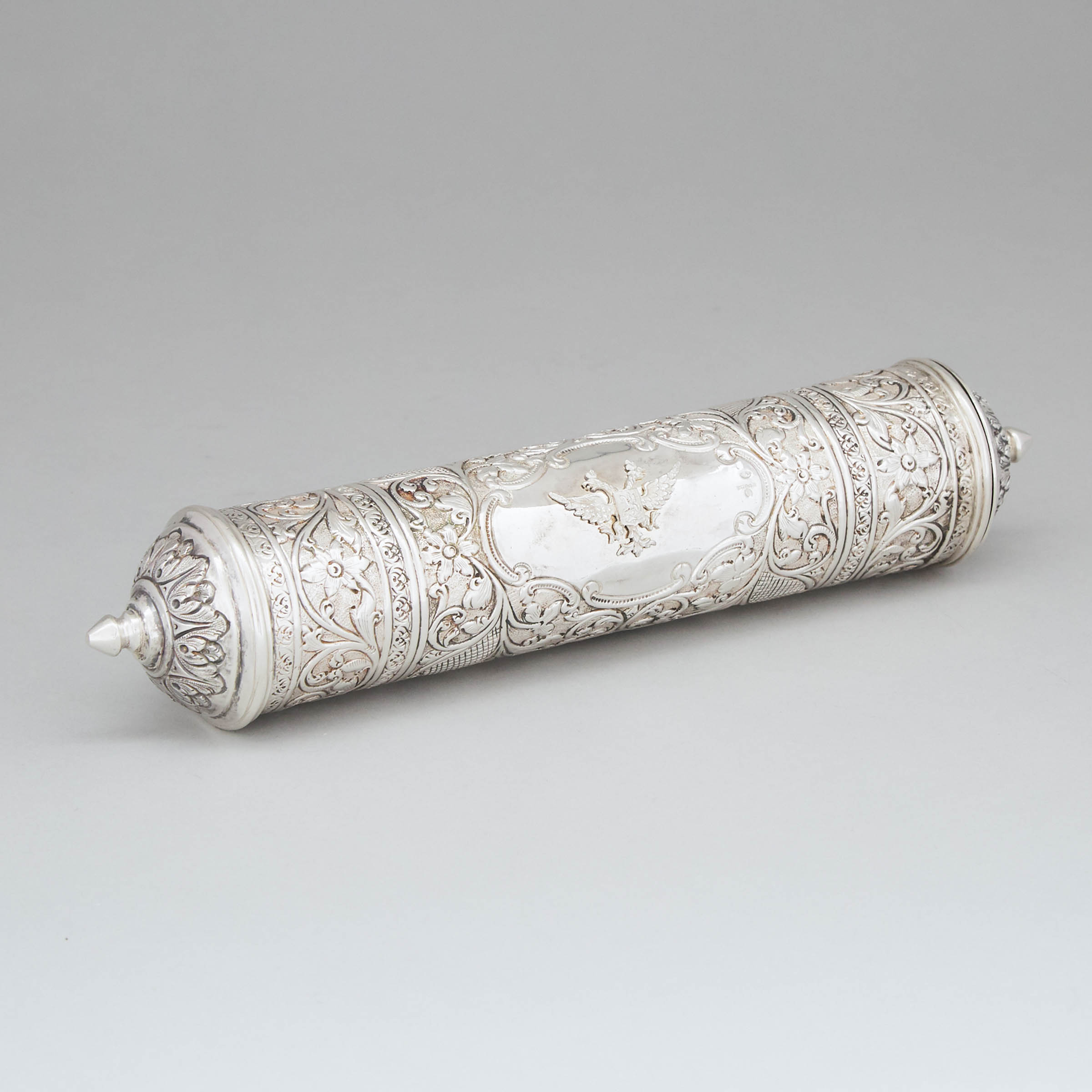 Silver Torah Scroll Case, probably Russian, 20th century