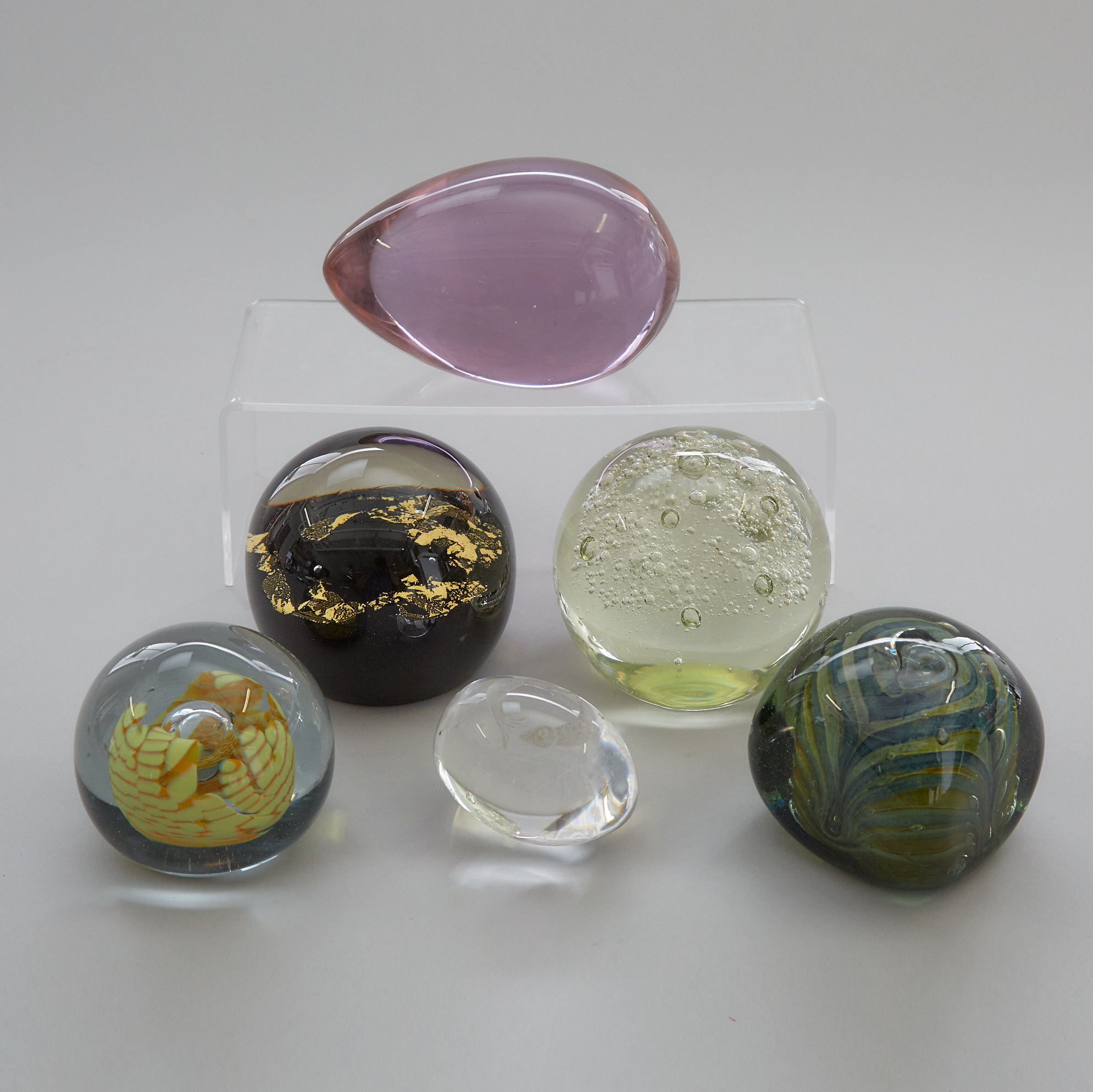 Six Various Glass Paperweights, 20th century