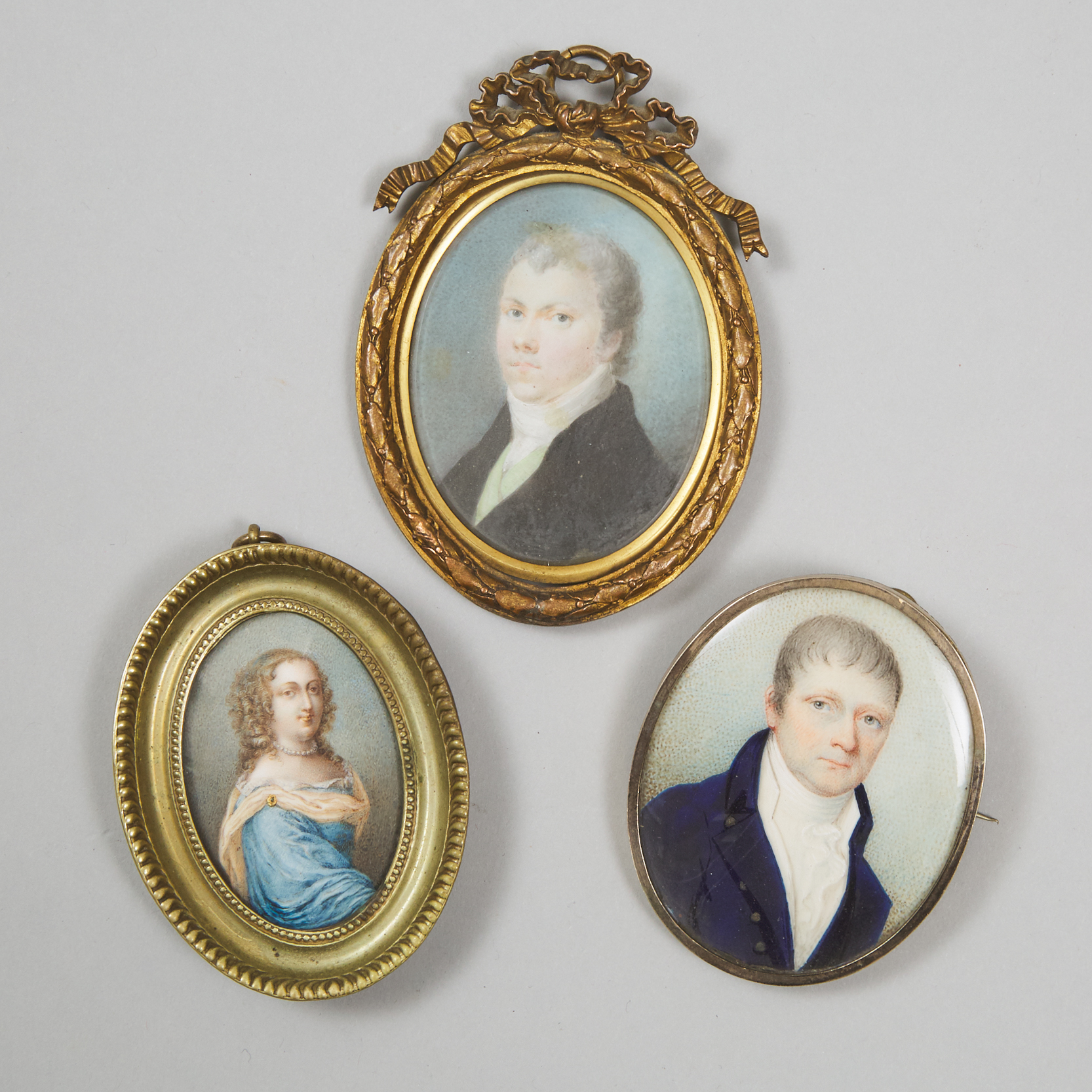 Three Portrait Miniatures, early 19th century