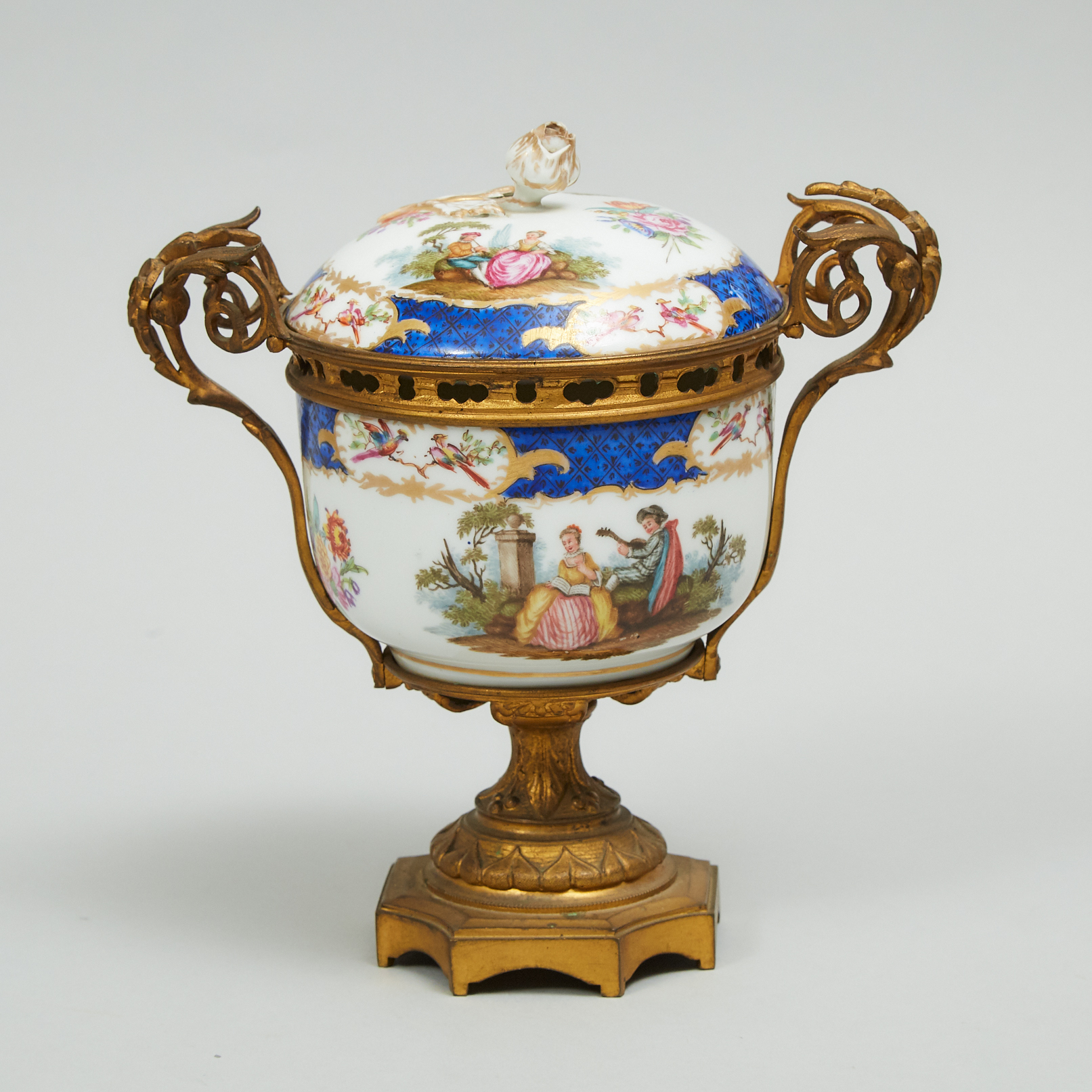 Gilt Bronze Mounted Meissen Two-Handled Pot-Pourri Vase and Cover, late 19th century
