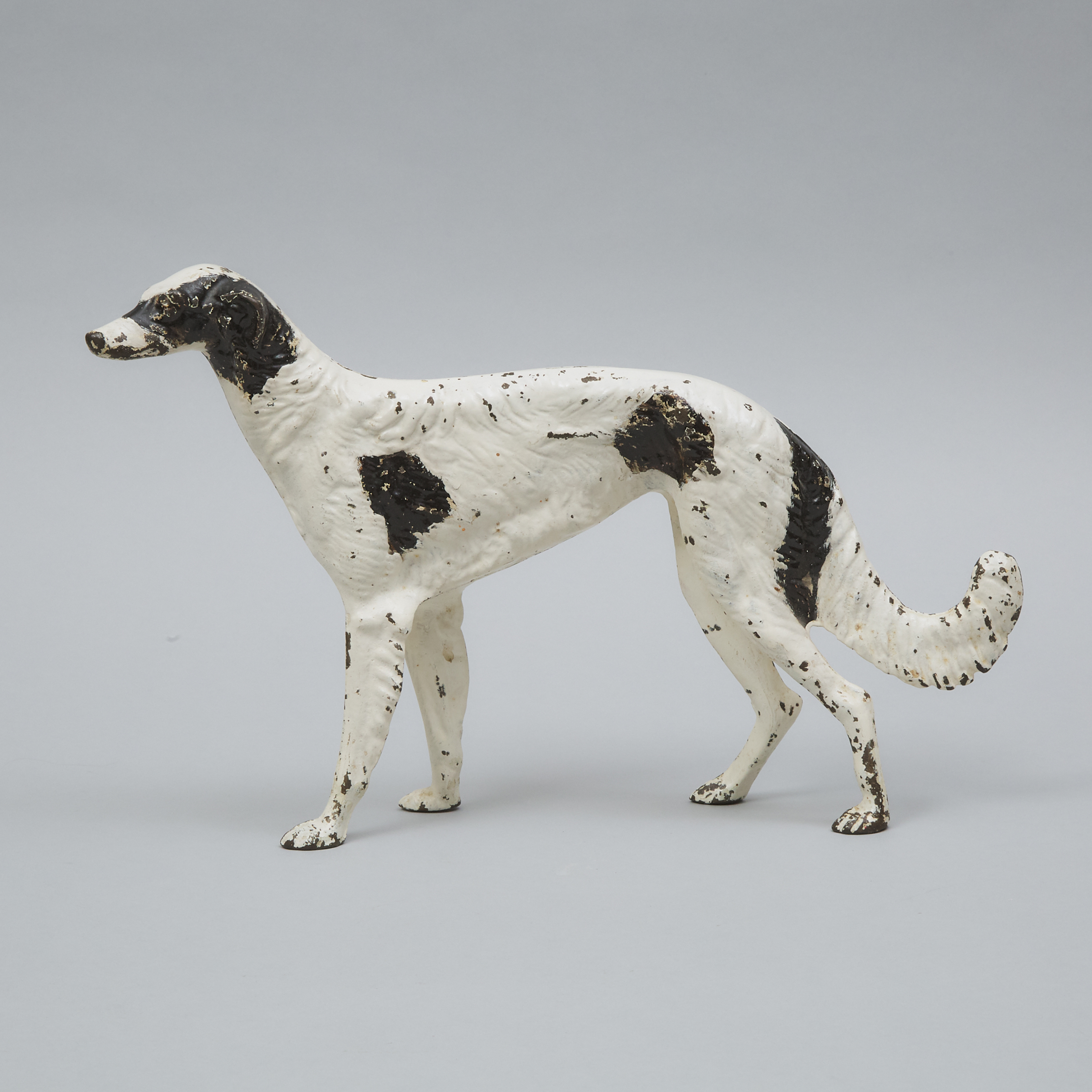 Painted Cast Iron Model of a Borzoi Russian Wolfhound, early 20th century