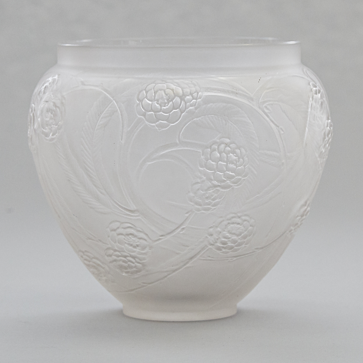 'Néfliers', Lalique Moulded and Frosted Glass Vase, c.1925-30