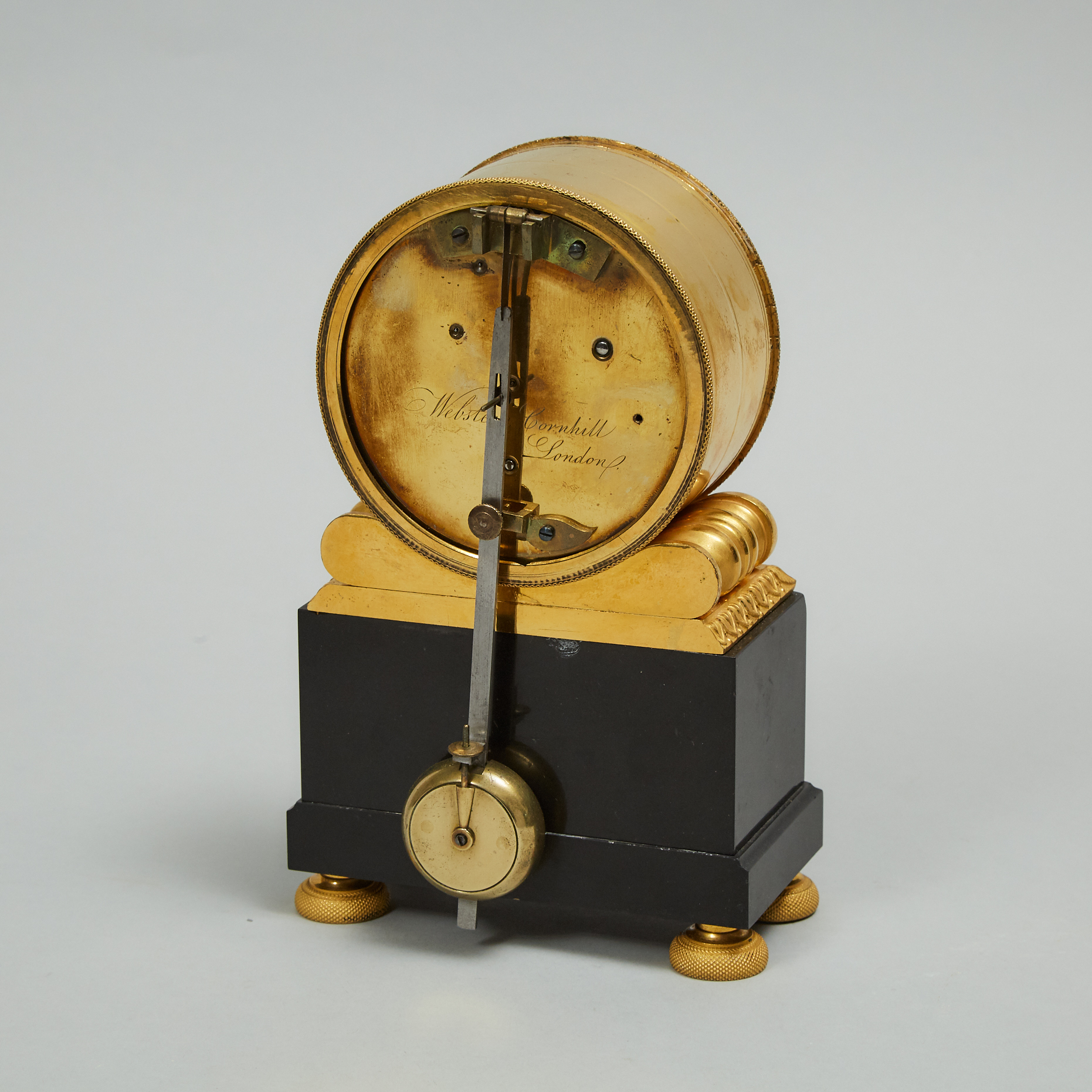 English Regency Gilt Bronze and Marble Drumhead Timepiece, Richard Webster, Cornhill, London, early 19th century