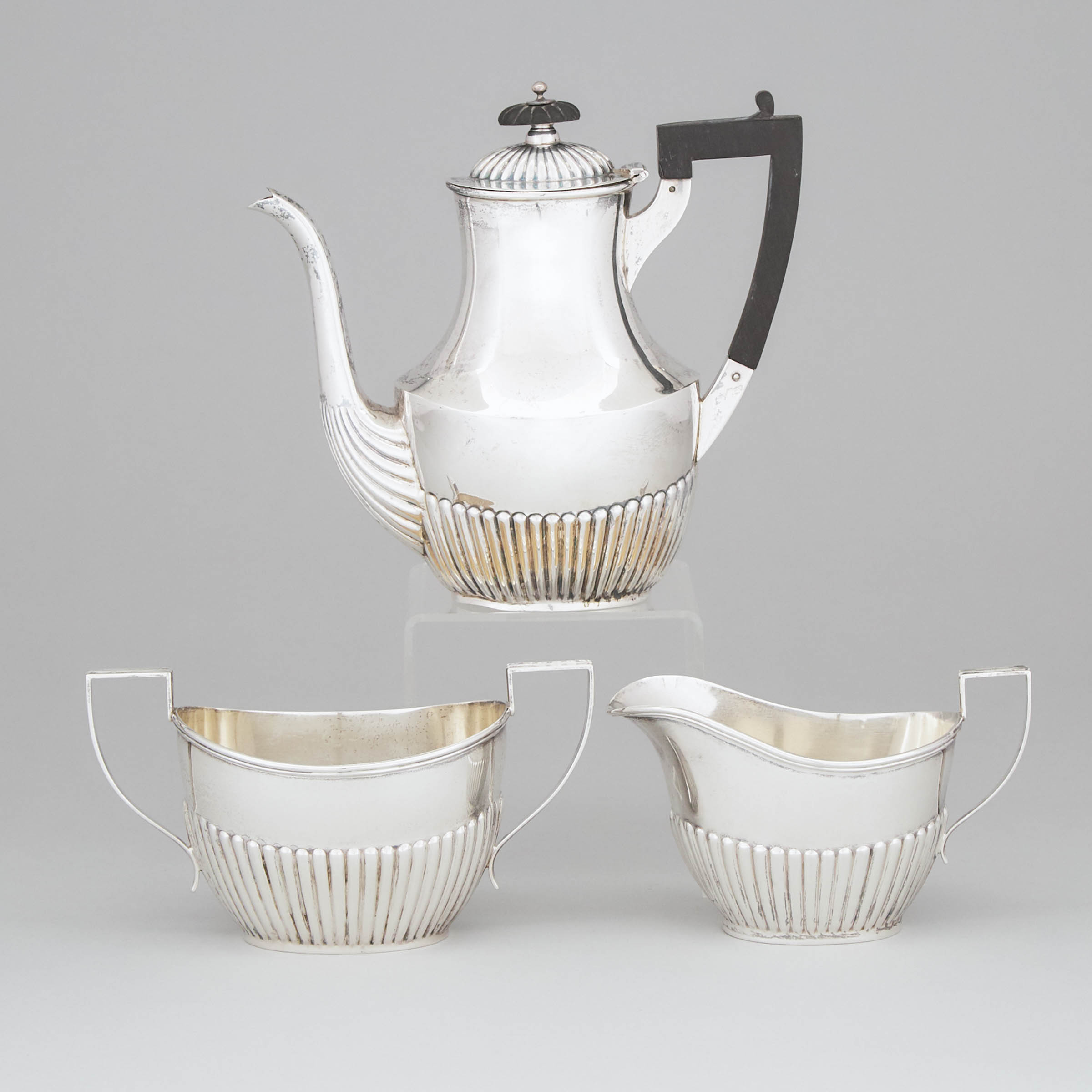 Late Victorian/Canadian Silver Assembled Coffee Service, John Round, Sheffield, 1894 and Toronto Silver Plate Co., Toronto, Ont., c.1900