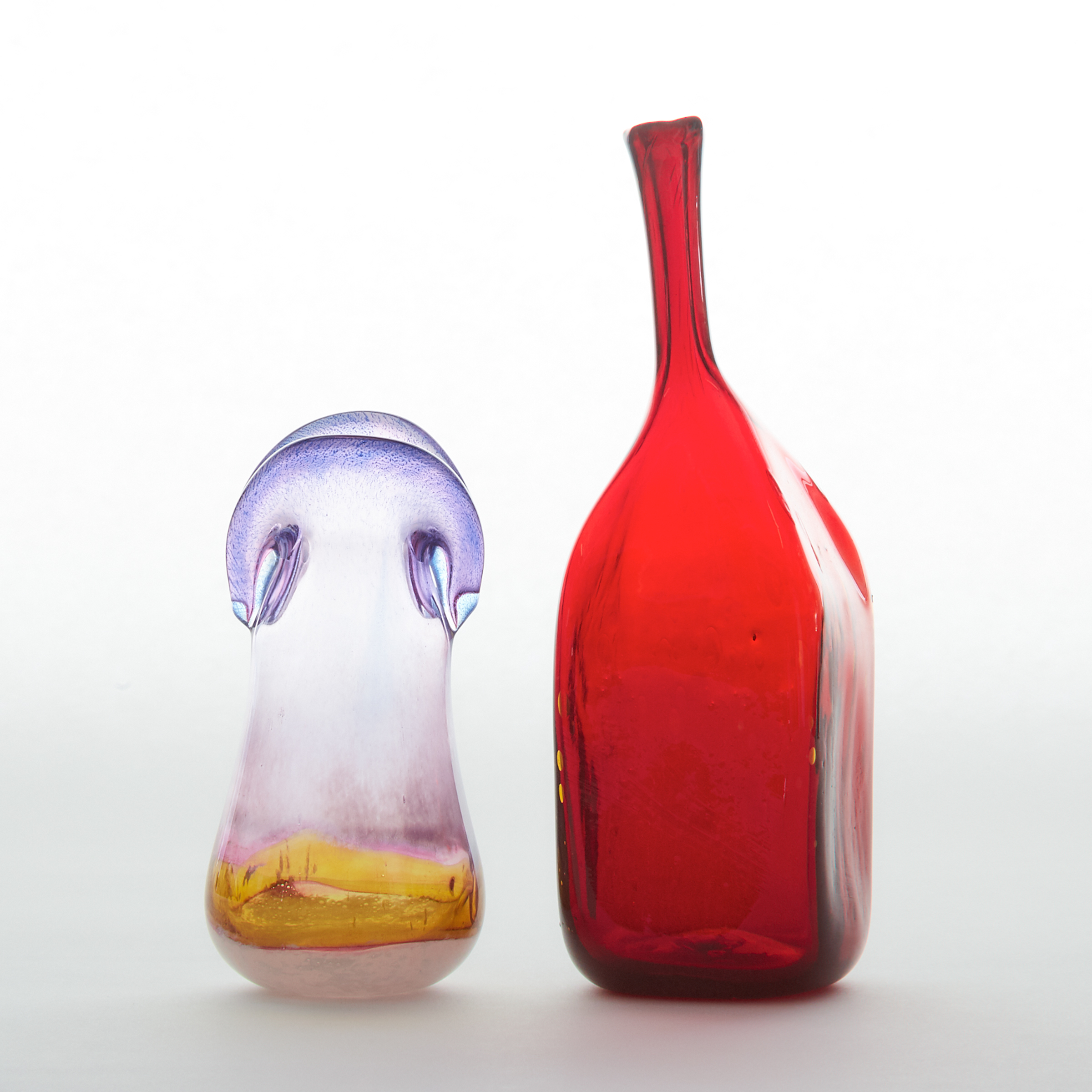 Two Studio Glass Vases, 20th century