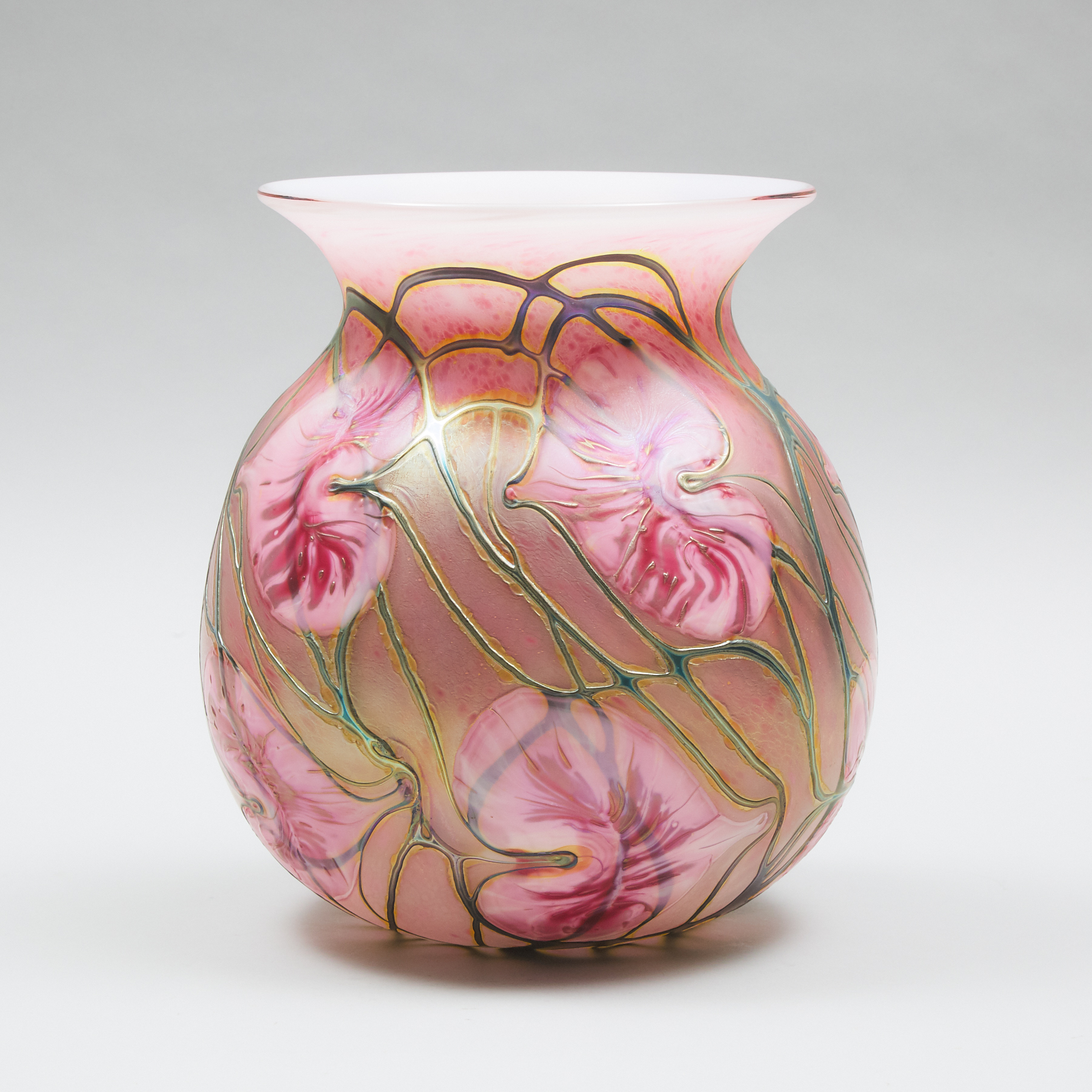 John Lotton (American, b.1964), Large Iridescent 'Vine and Leaf' Glass Vase, 1993