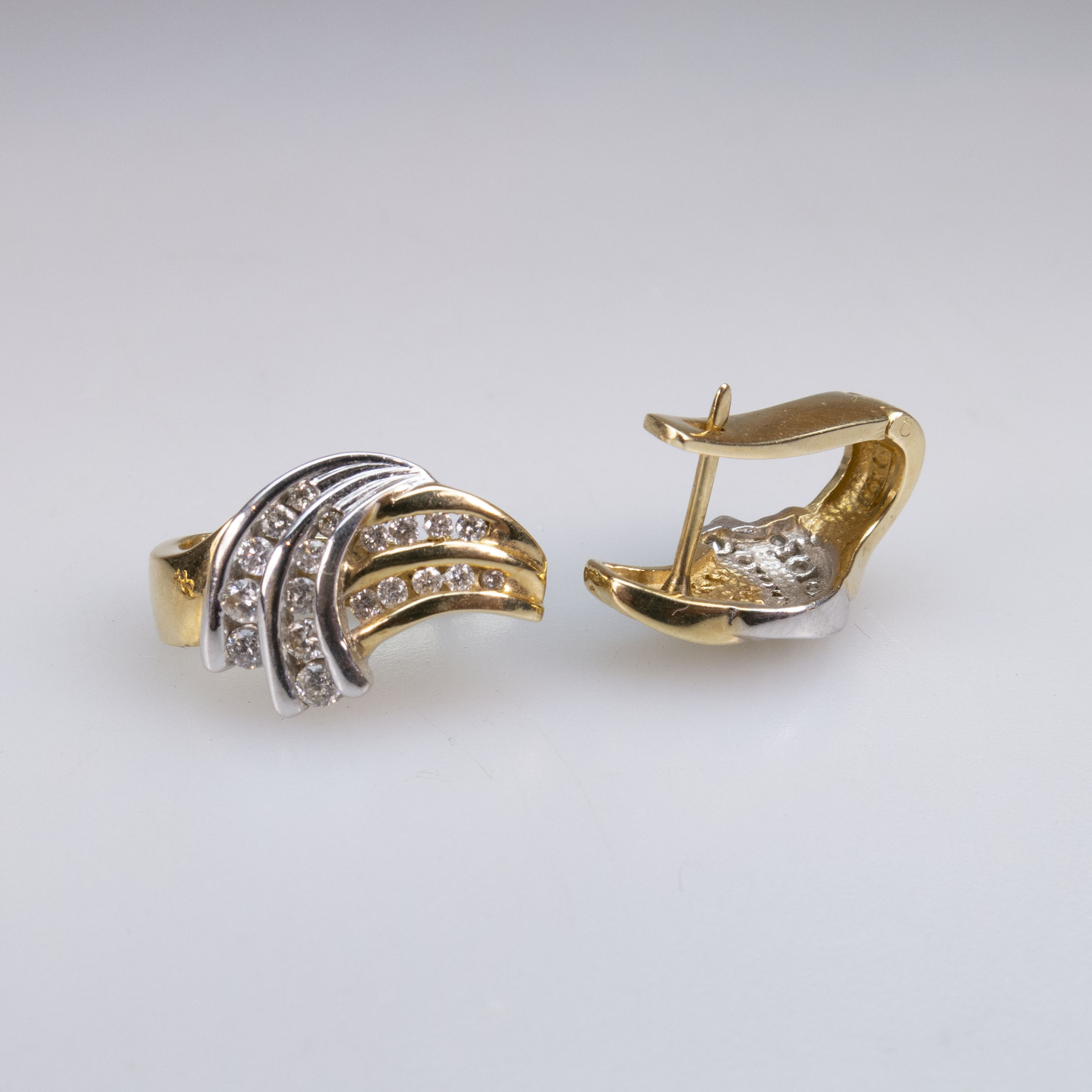 Pair of 14k Yellow And White Gold Earrings