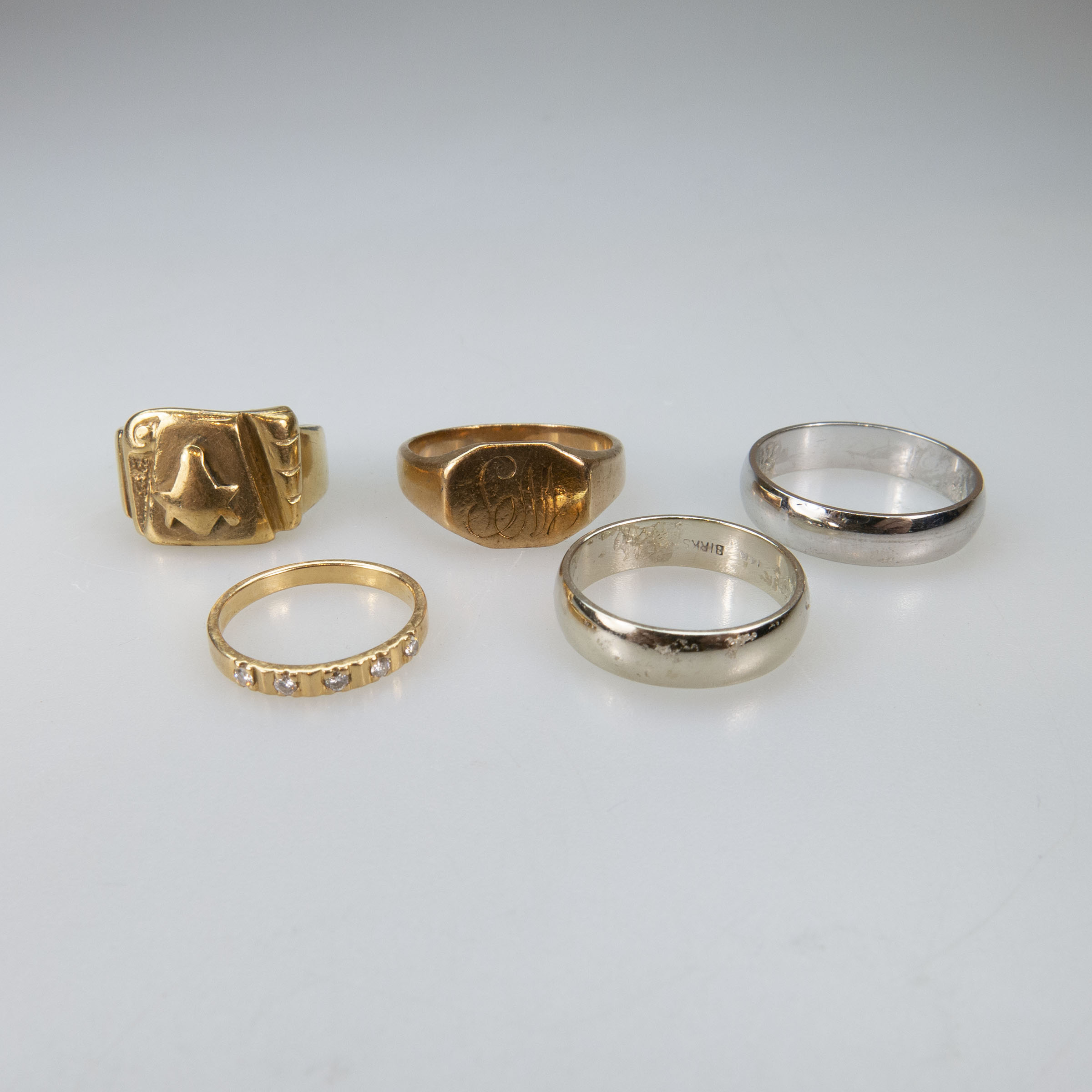 2 x 10k & 3 x 14k Gold Rings And Bands
