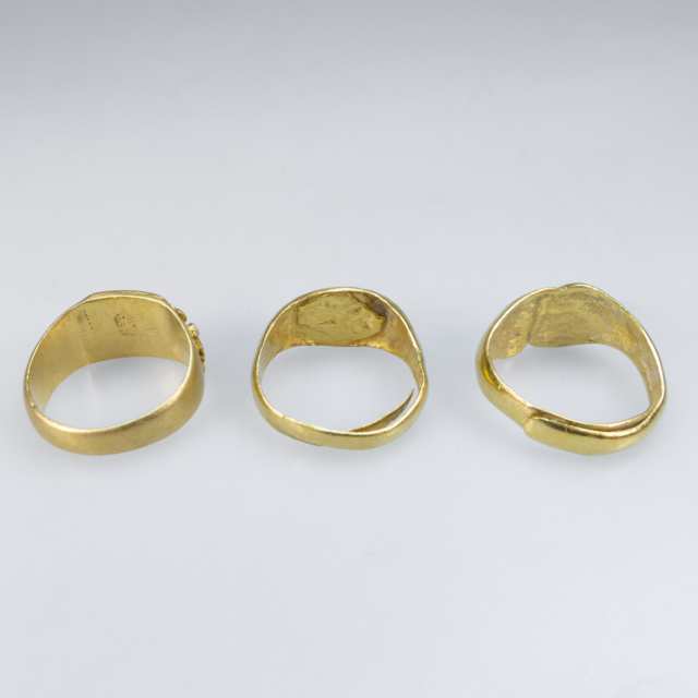 3 High Carat Yellow Gold Rings
