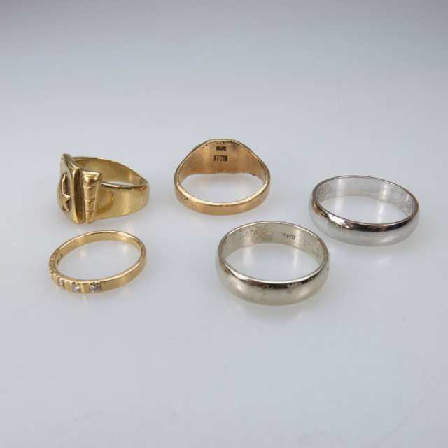 2 x 10k & 3 x 14k Gold Rings And Bands
