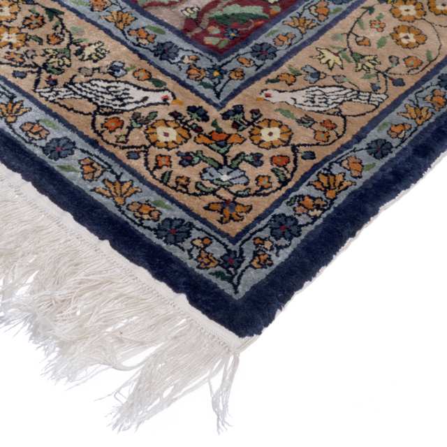 Indian Silk Garden Design Rug, late 20th century
