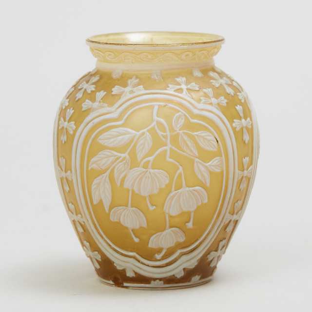 English Cameo Glass Vase, late 19th century