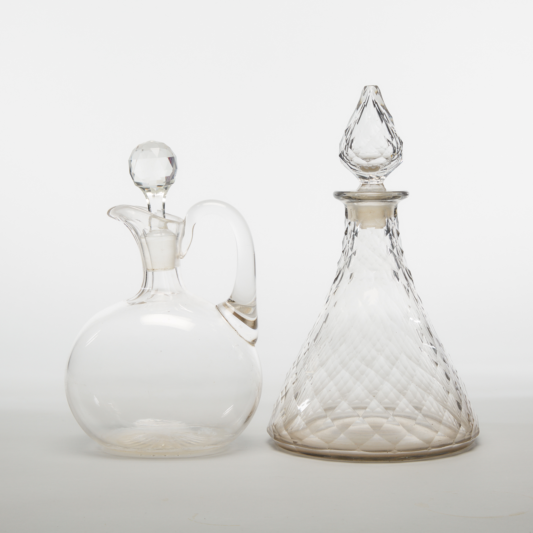 North American Cut Glass Ship's Decanter and a Carafe, late 19th/early 20th century