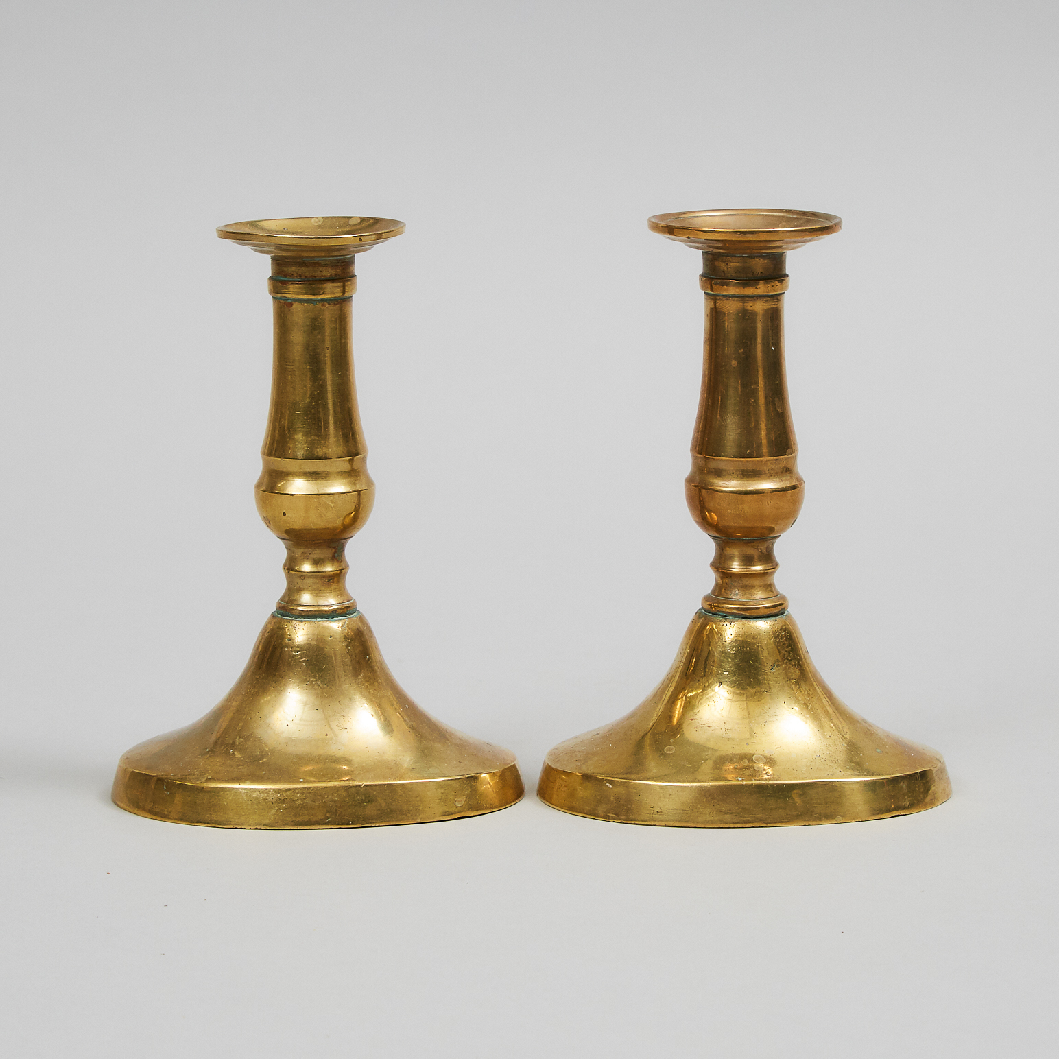 Pair of English Brass Candlesticks, 18th/19th century