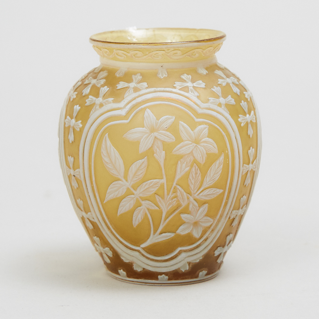 English Cameo Glass Vase, late 19th century