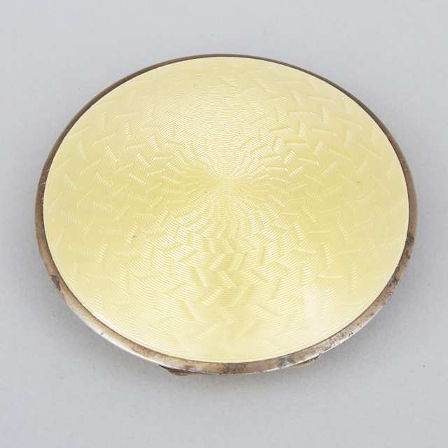 Continental Silver and Yellow Enamel Circular Compact, 20th century