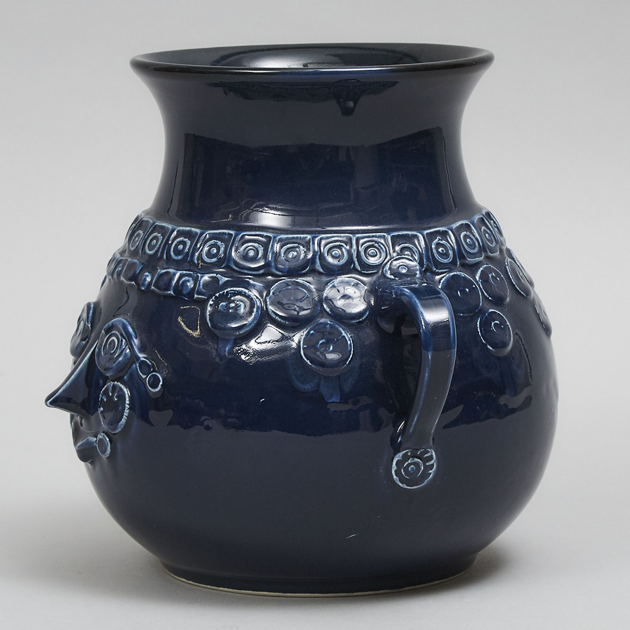 Rosenthal Blue Glazed Two-Handled Vase, Bjorn Wiinblad, 1970s