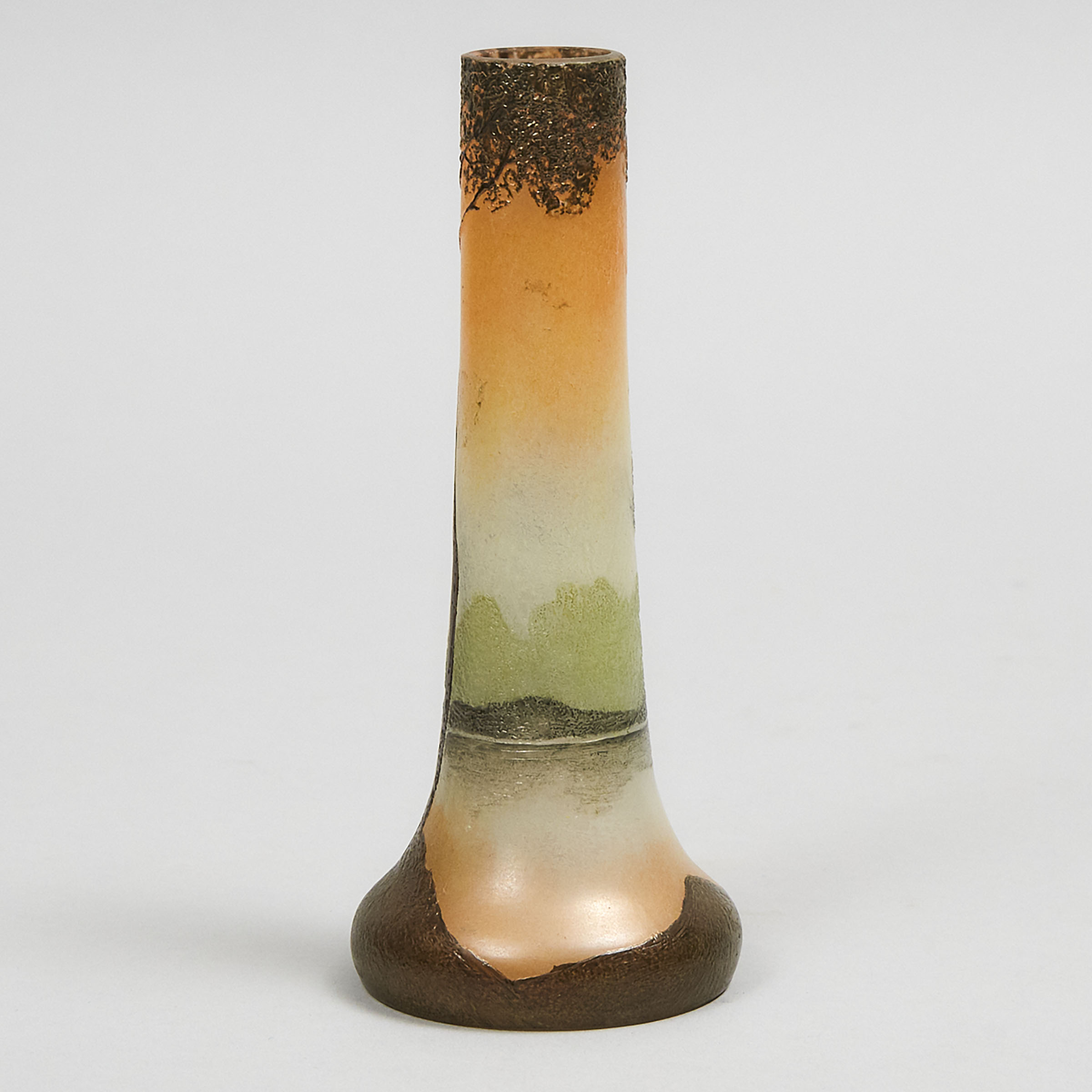 Legras Enameled Cameo Glass Landscape Vase, early 20th century