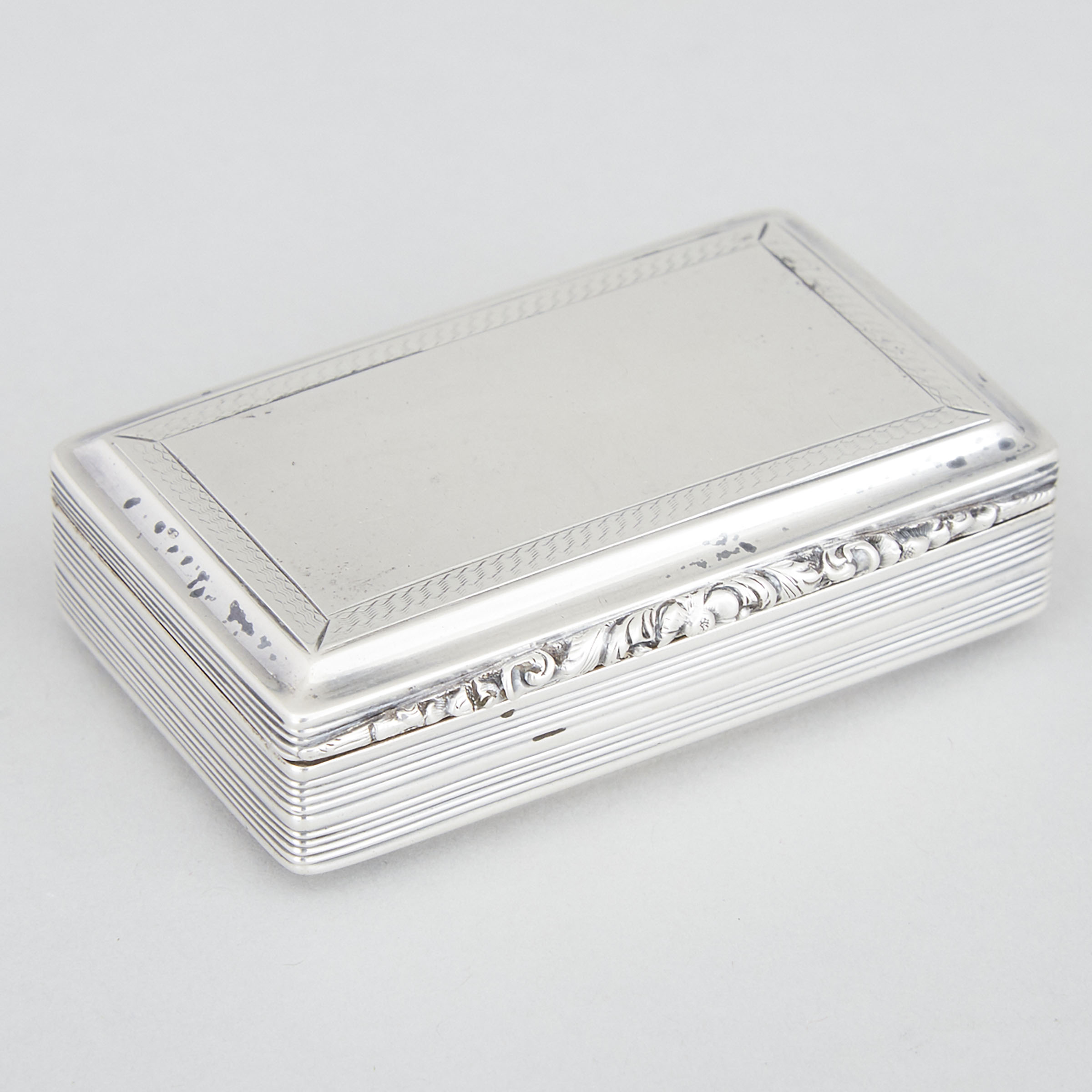 William IV Silver Rectangular Snuff Box, Nathaniel Mills, Birmingham, 1835
