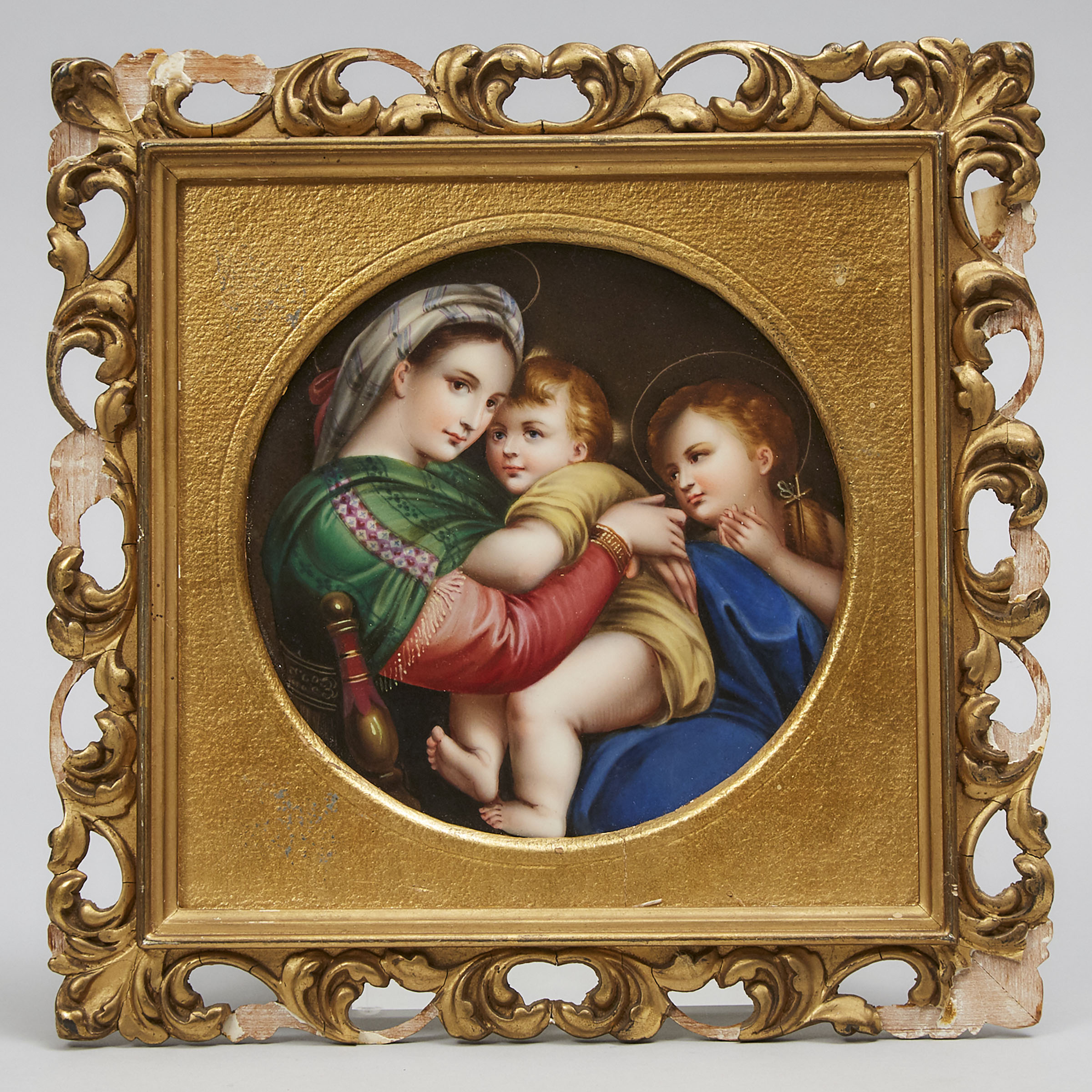 Berlin Circular Plaque of ‘Madonna della Sedia’, after Raphael, late 19th century