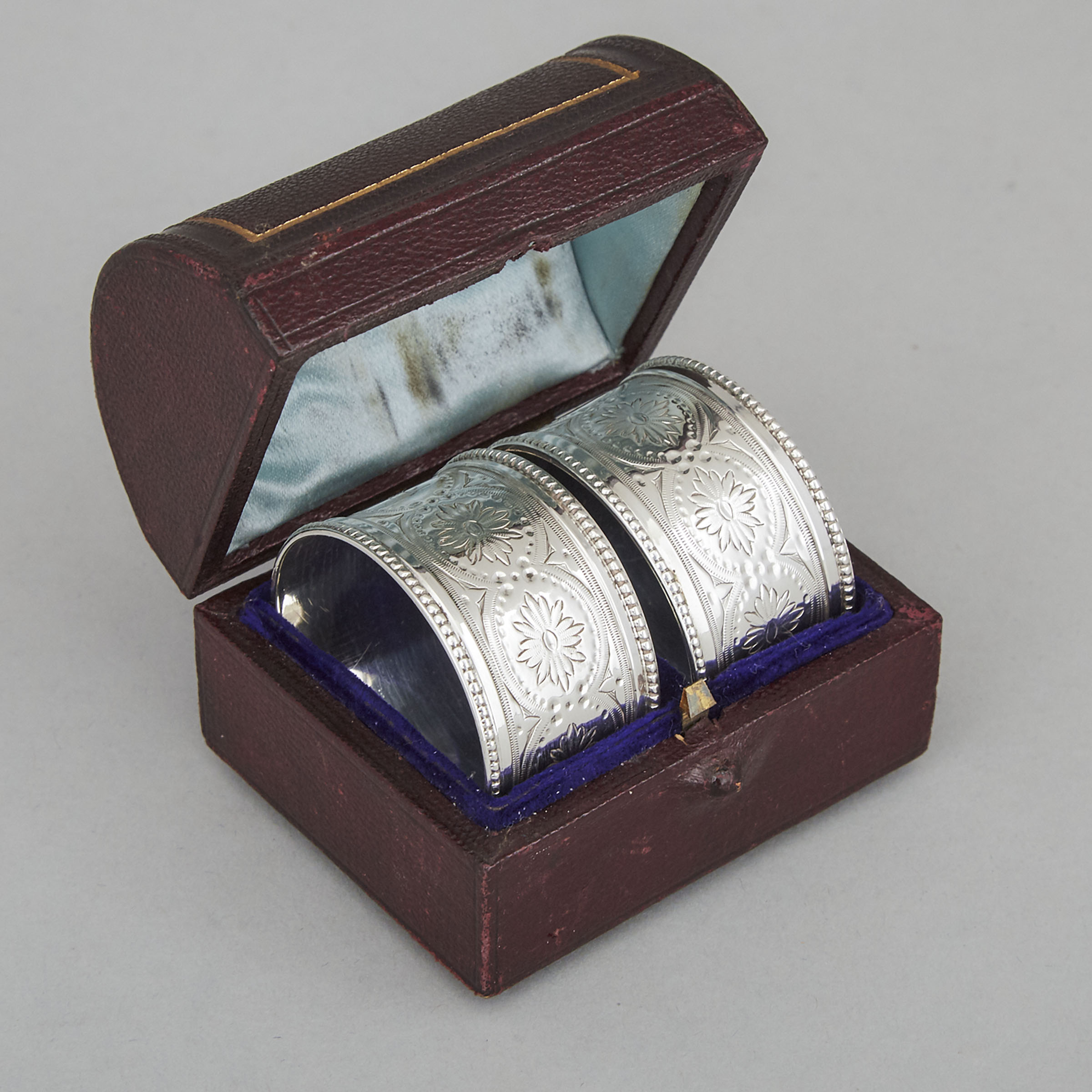 Pair of Victorian Silver Napkin Rings, Josiah Williams, Exeter, 1881