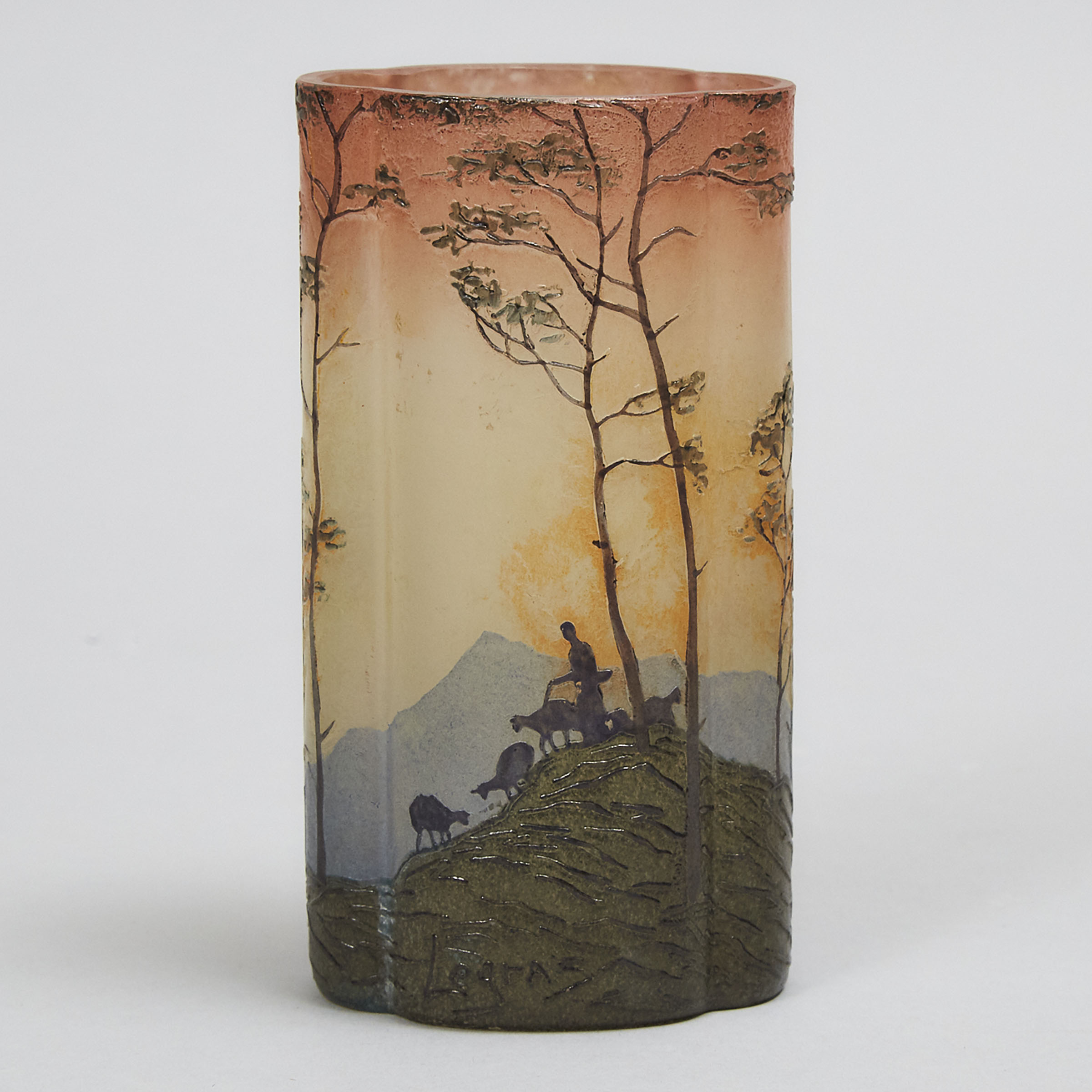 Legras Enameled Cameo Glass Vase,  early 20th century