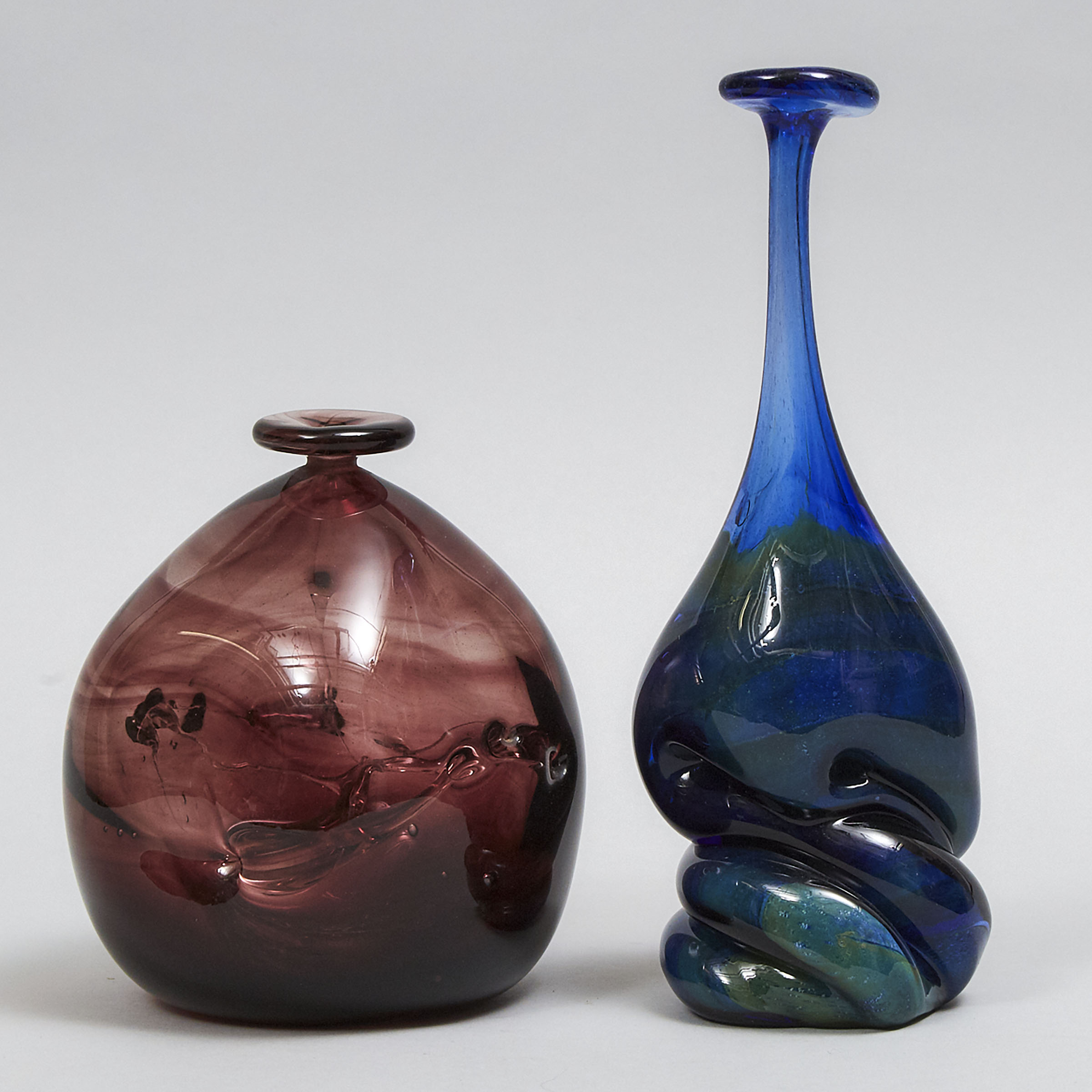 Michael Robinson (Canadian, 1948-2010), Two Coloured Glass Vases, 1970s