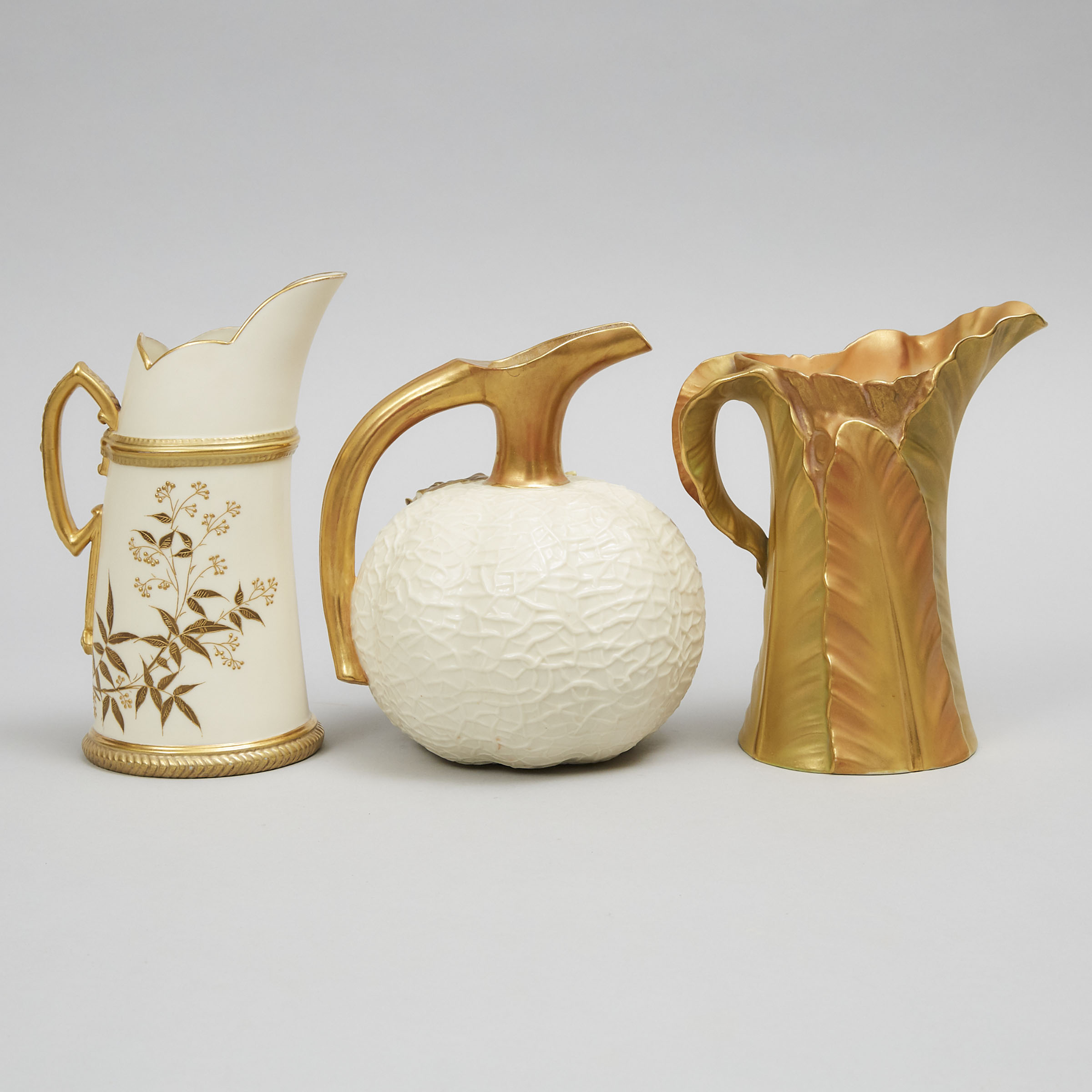 Royal Worcester 'Melon' Jug and Two Others, late 19th/early 20th century