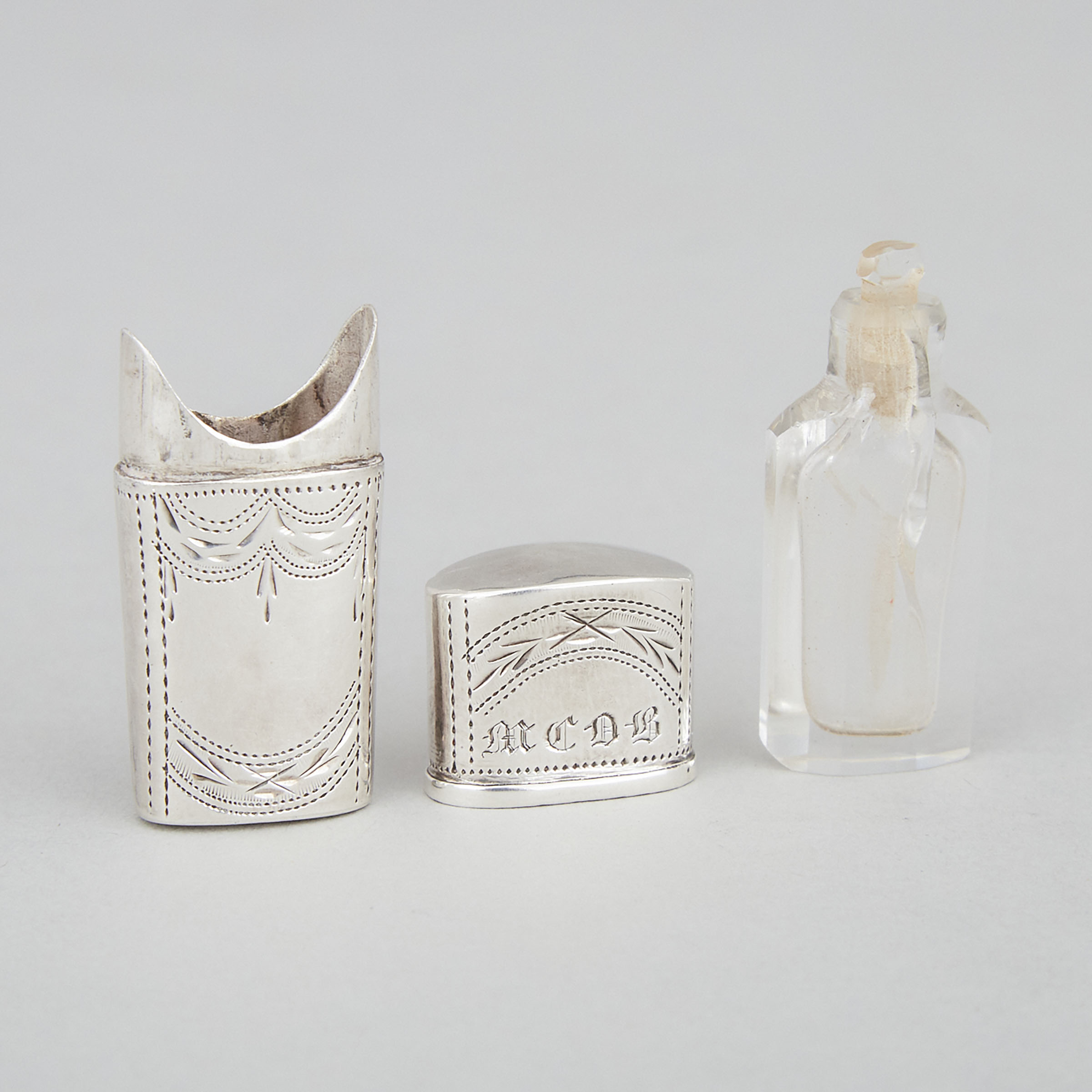 George III Silver Cased Glass Perfume Bottle, Samuel Pemberton, c.1790