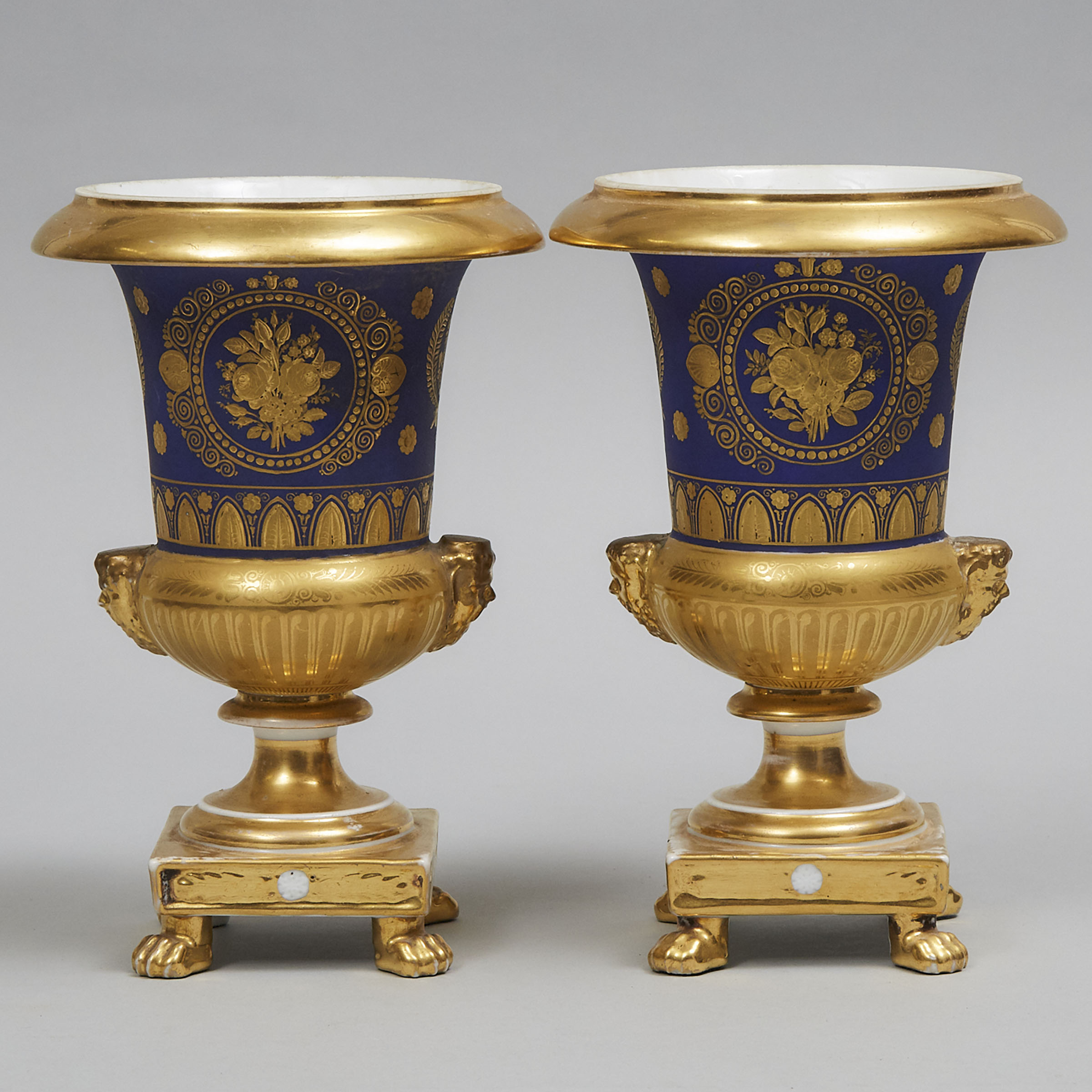 Pair of French Porcelain Empire Style Vases, 19th century