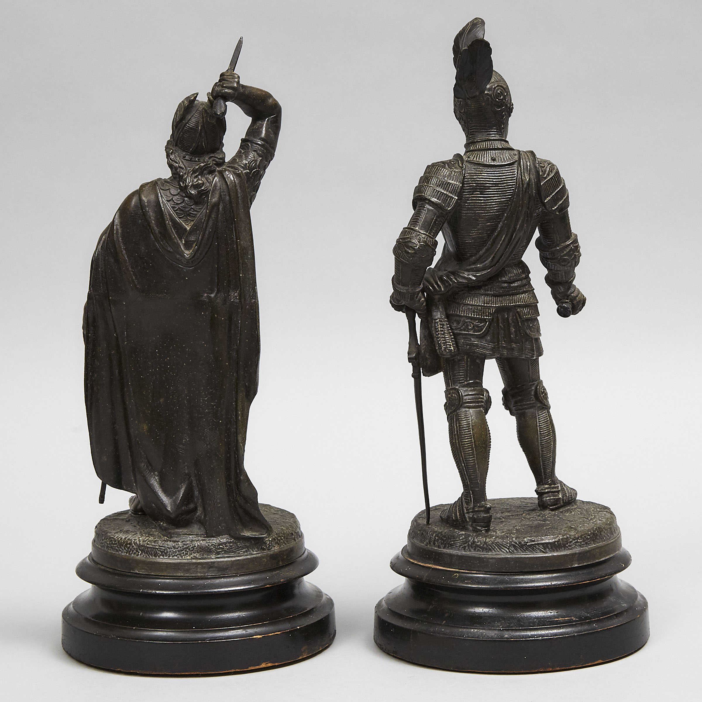 Pair of Victorian Bronzed Metal Figures of Mediaeval Knights, 19th century
