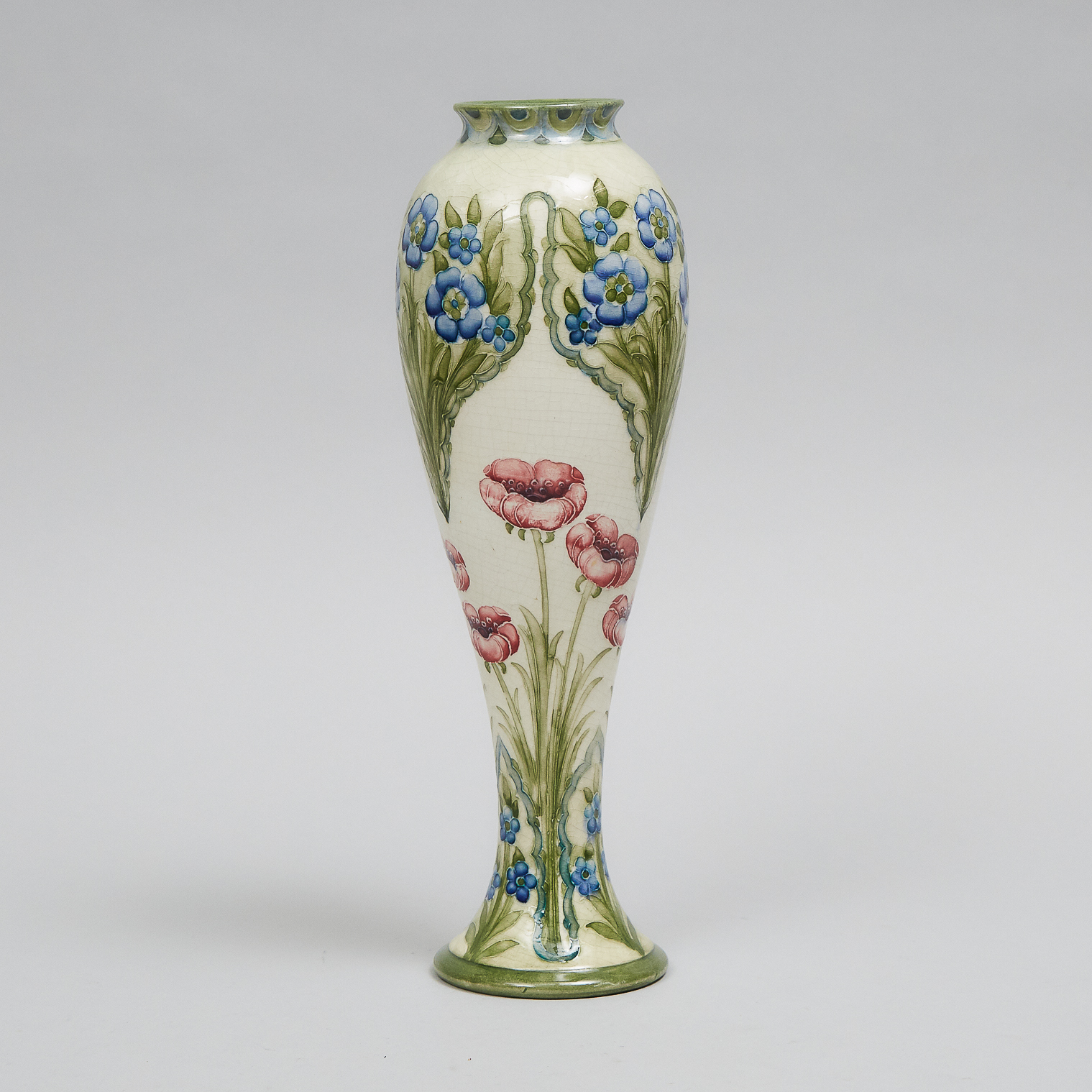 Macintyre Moorcroft Poppy and Forget-me-not Vase, dated 1913