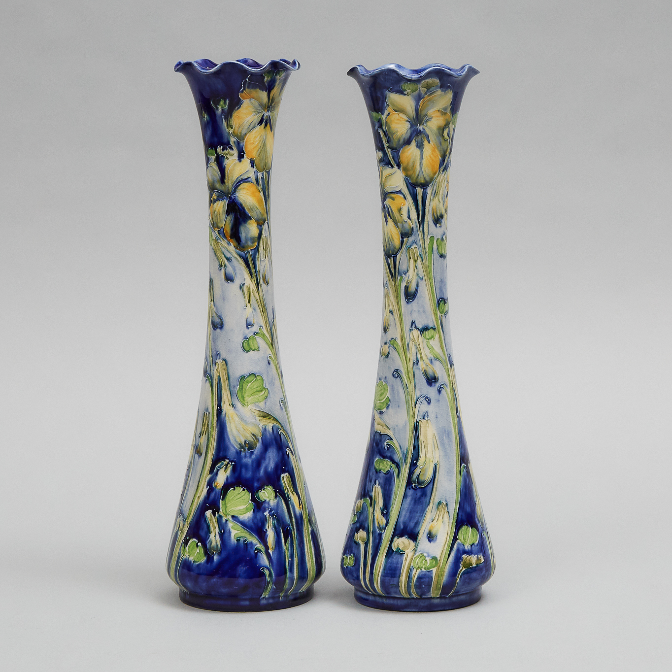 Pair of Macintyre Moorcroft Florian Violet Vases, c.1900