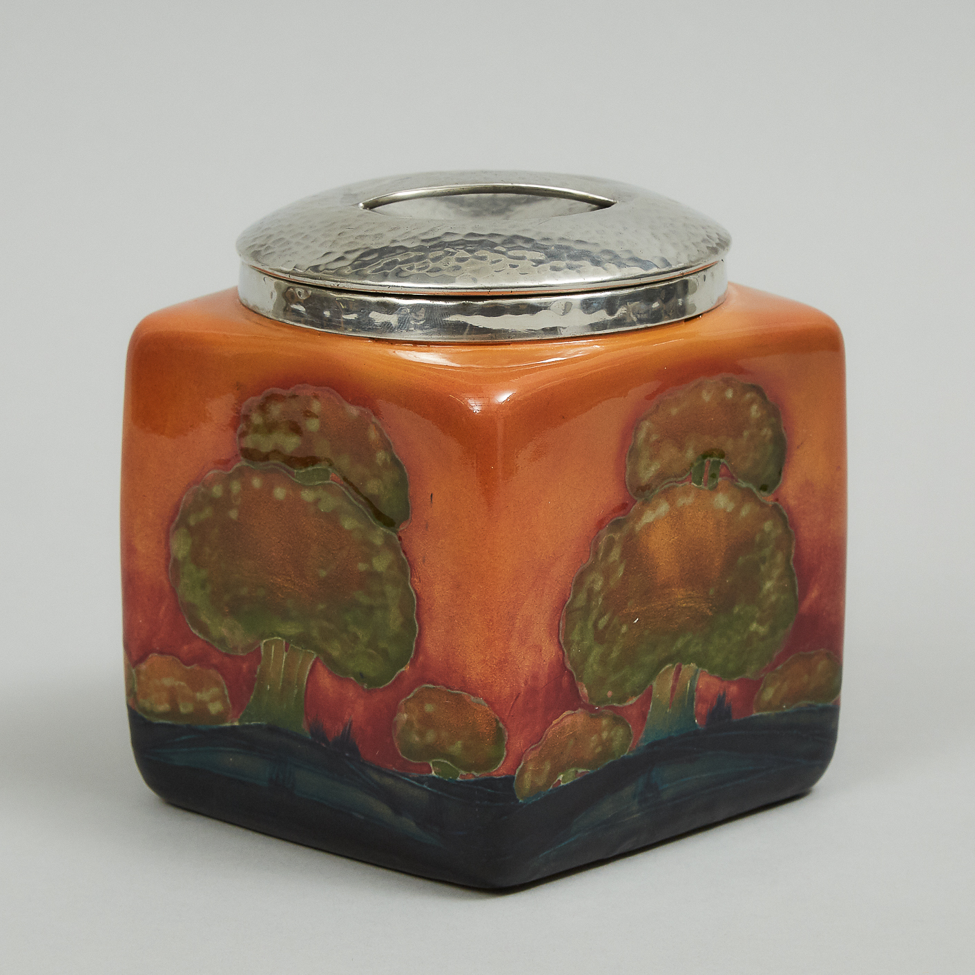 Moorcroft 'Tudric' Pewter Mounted Eventide Jar, c.1925