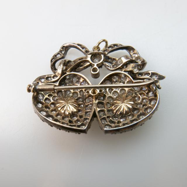 19th Century Silver And 14k Yellow Gold Brooch/Pendant 