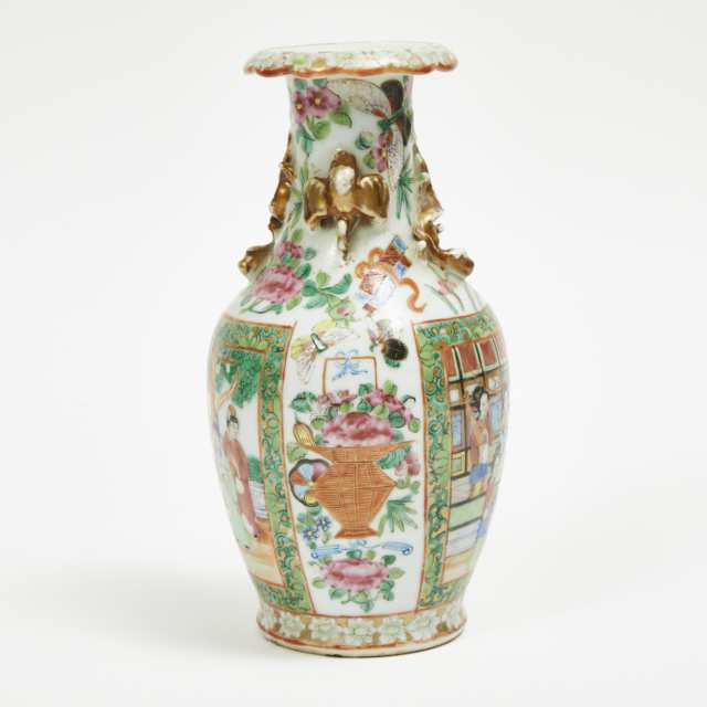A Small Canton Famille Rose Vase, 19th Century 
