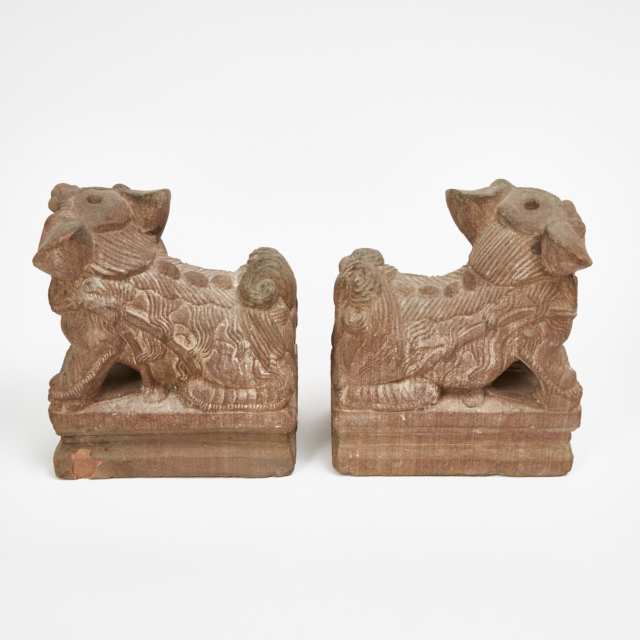 A Pair of Stone Carved Lions