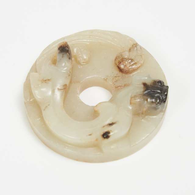 A Jade Carved Chilong Pendant