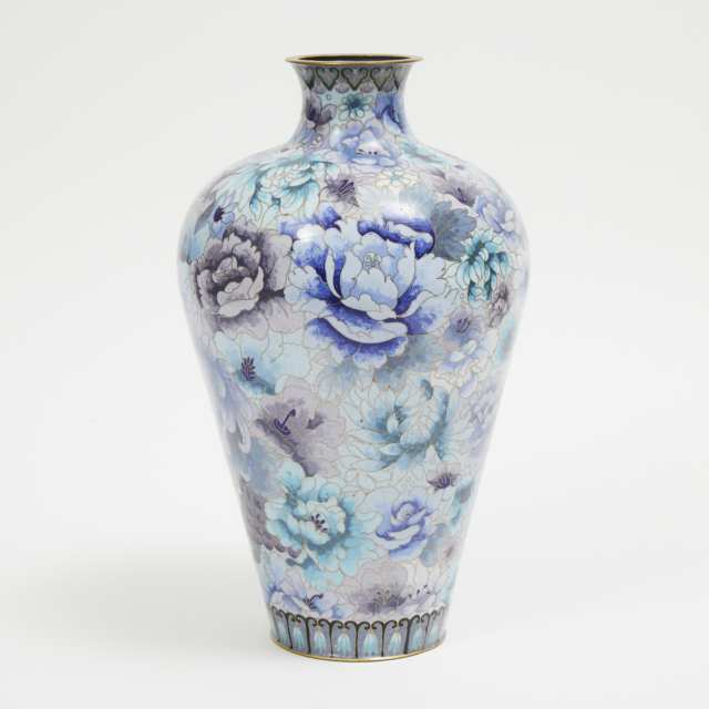 A Large Floral Cloisonné Meiping Vase