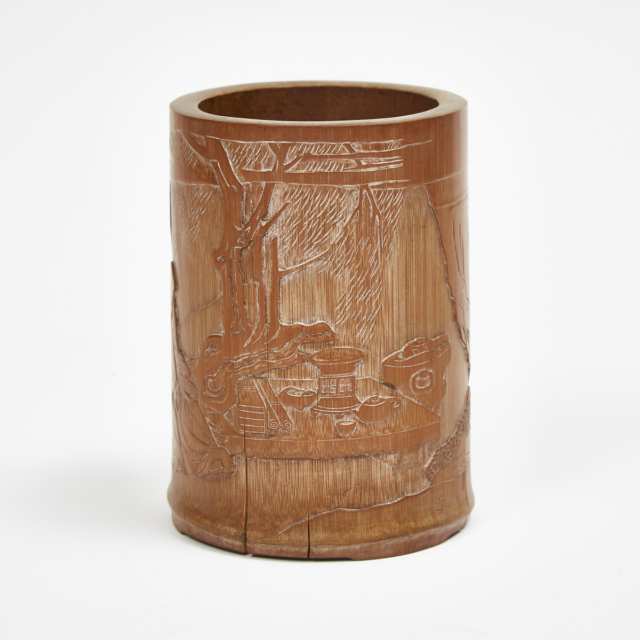 A Bamboo Carved Brushpot
