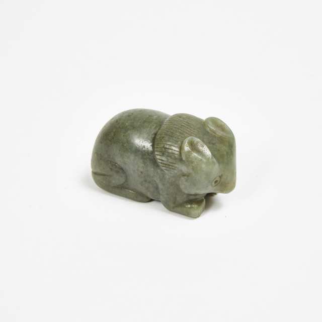 A Carved Celadon Jade Bear
