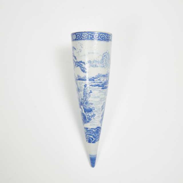 A Blue and White Transferware Porcelain Wall Pocket, 17th Century 