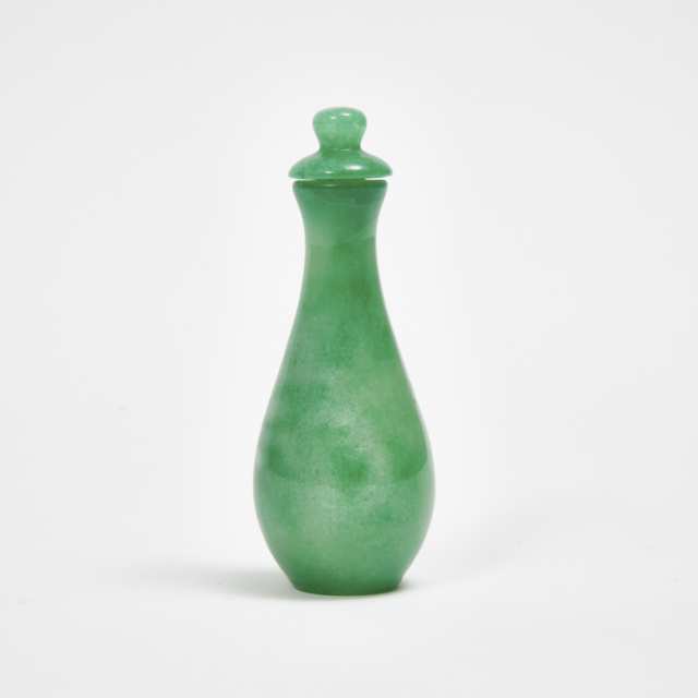A Miniature Jadeite Lidded Vase on Stand